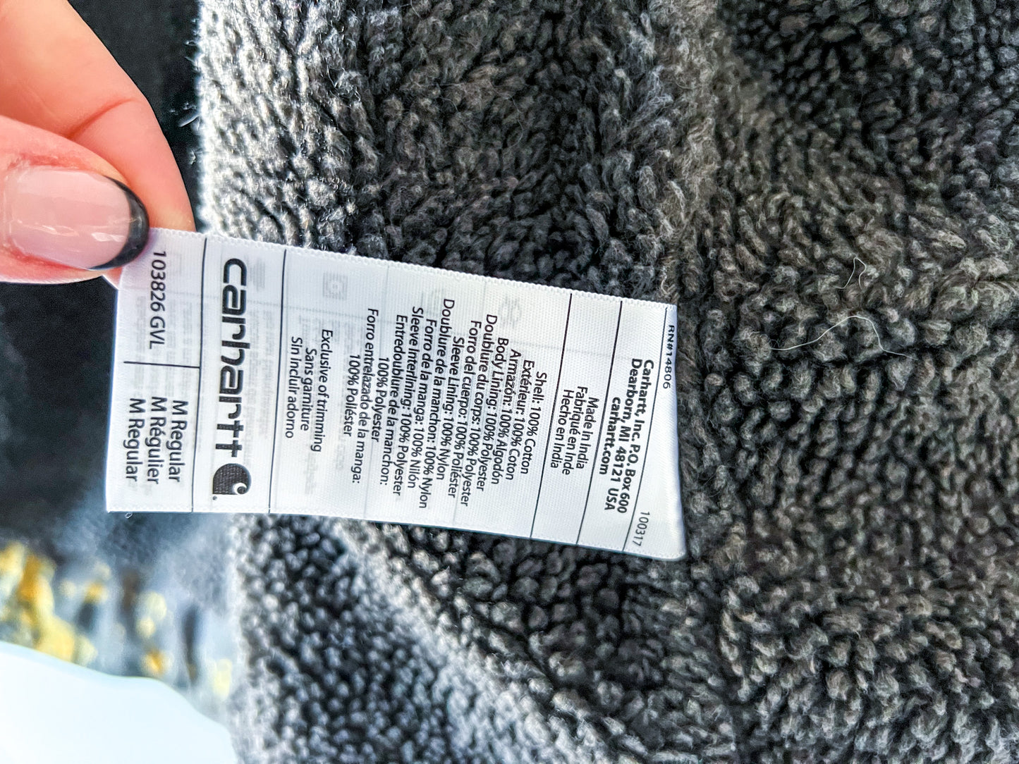 ALBERTA - Upcycled 2010s Carhartt Acid Washed Sherpa Lined Utility Coat - Gray, Safety Yellow - Unisex Medium