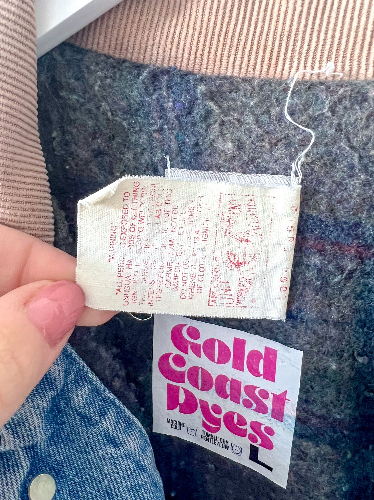 BAKERSFIELD - Vintage 90s Carhartt Acid Washed Blanket Lined Western Jacket - Denim, White - Unisex Large