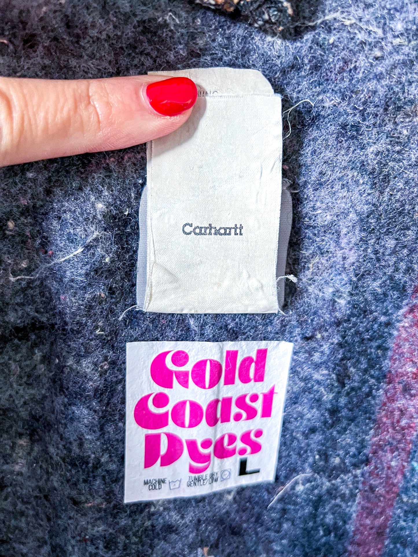 BEND - Vintage 90s Carhartt Acid Washed Blanket Lined Chore Coat - Black, White - Unisex Large