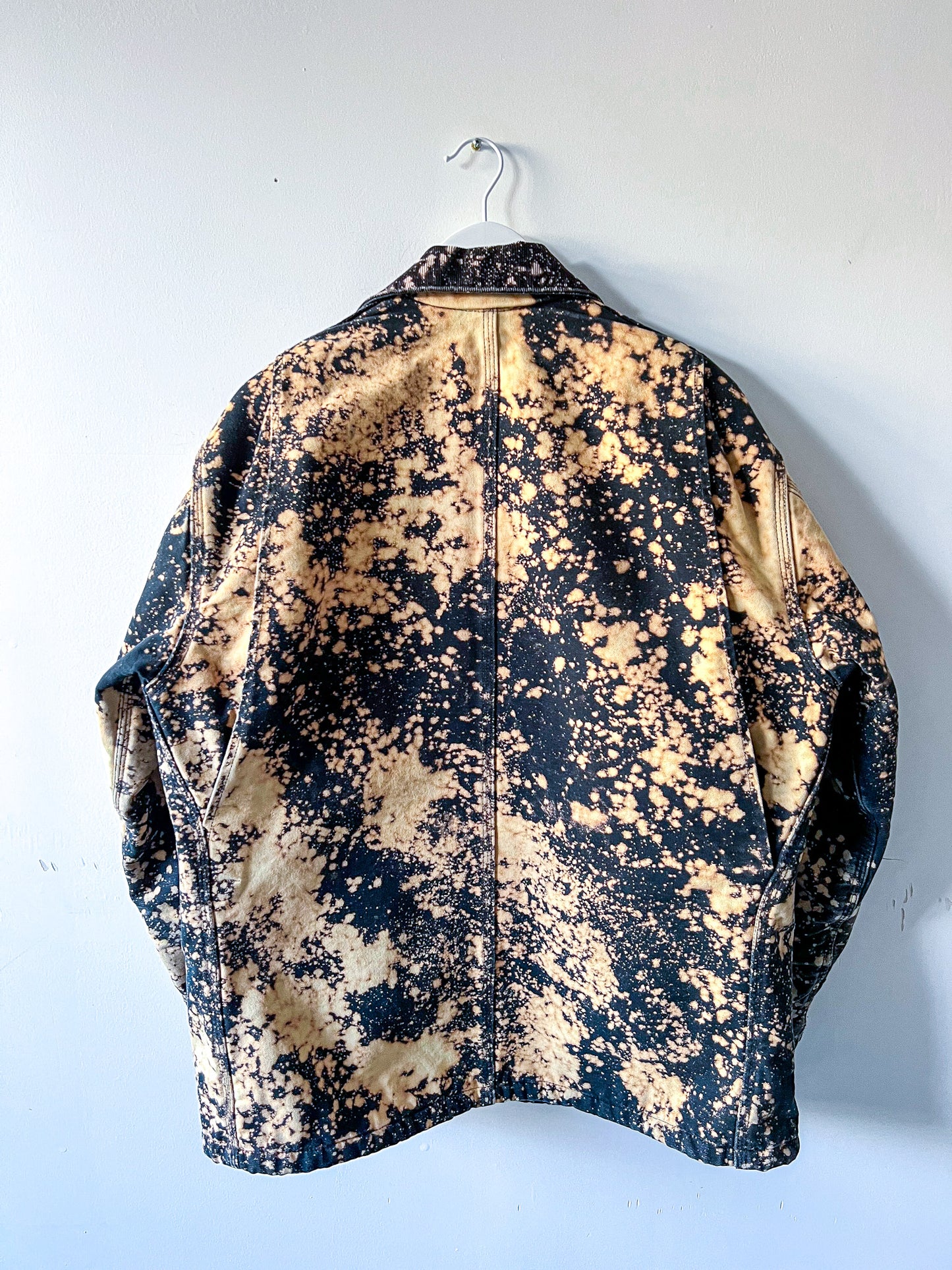 BEND - Vintage 90s Carhartt Acid Washed Blanket Lined Chore Coat - Black, White - Unisex Large