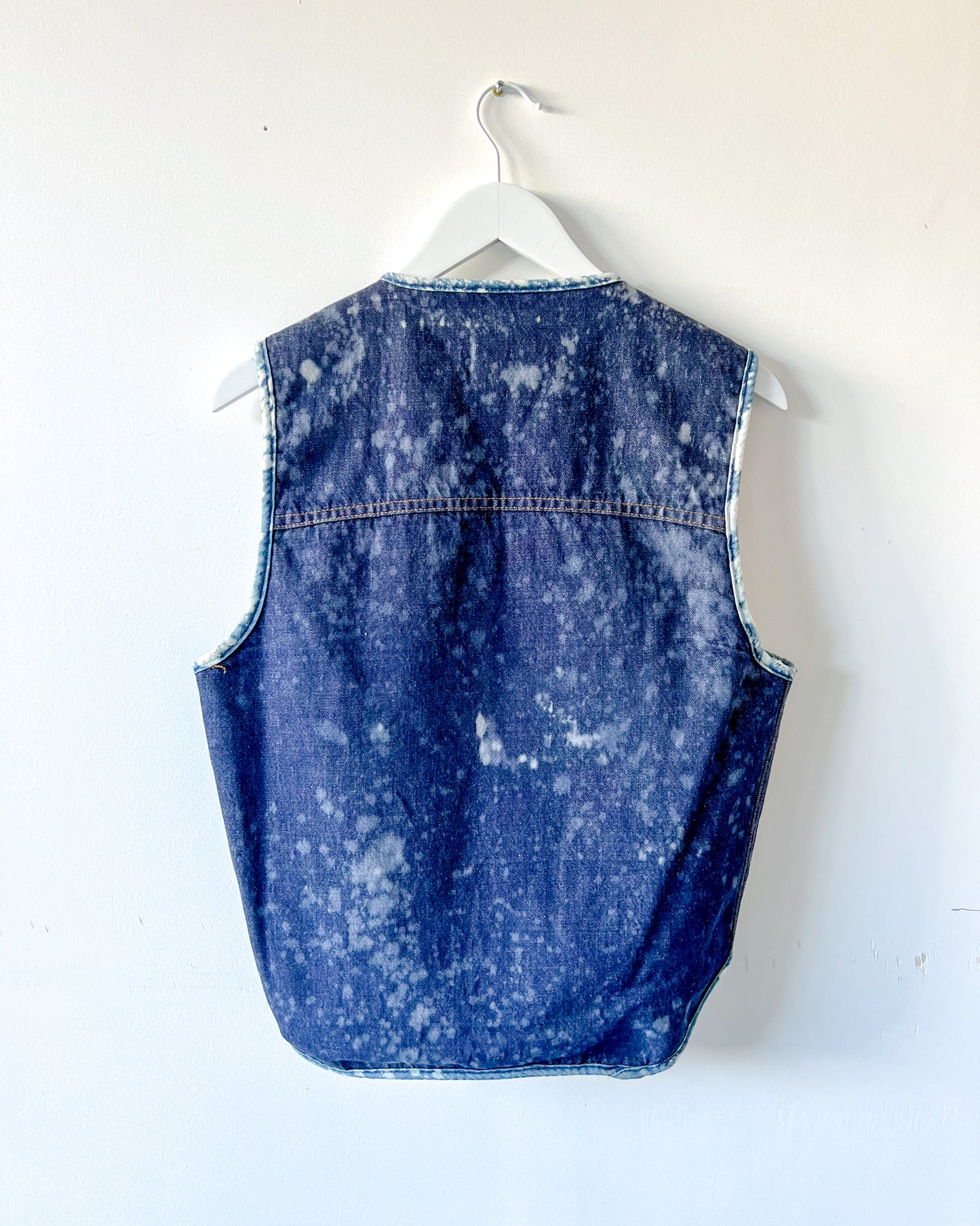 CANTON - Vintage 80s Carhartt Acid Washed Sherpa Lined Denim Vest - Denim, White - Unisex Medium