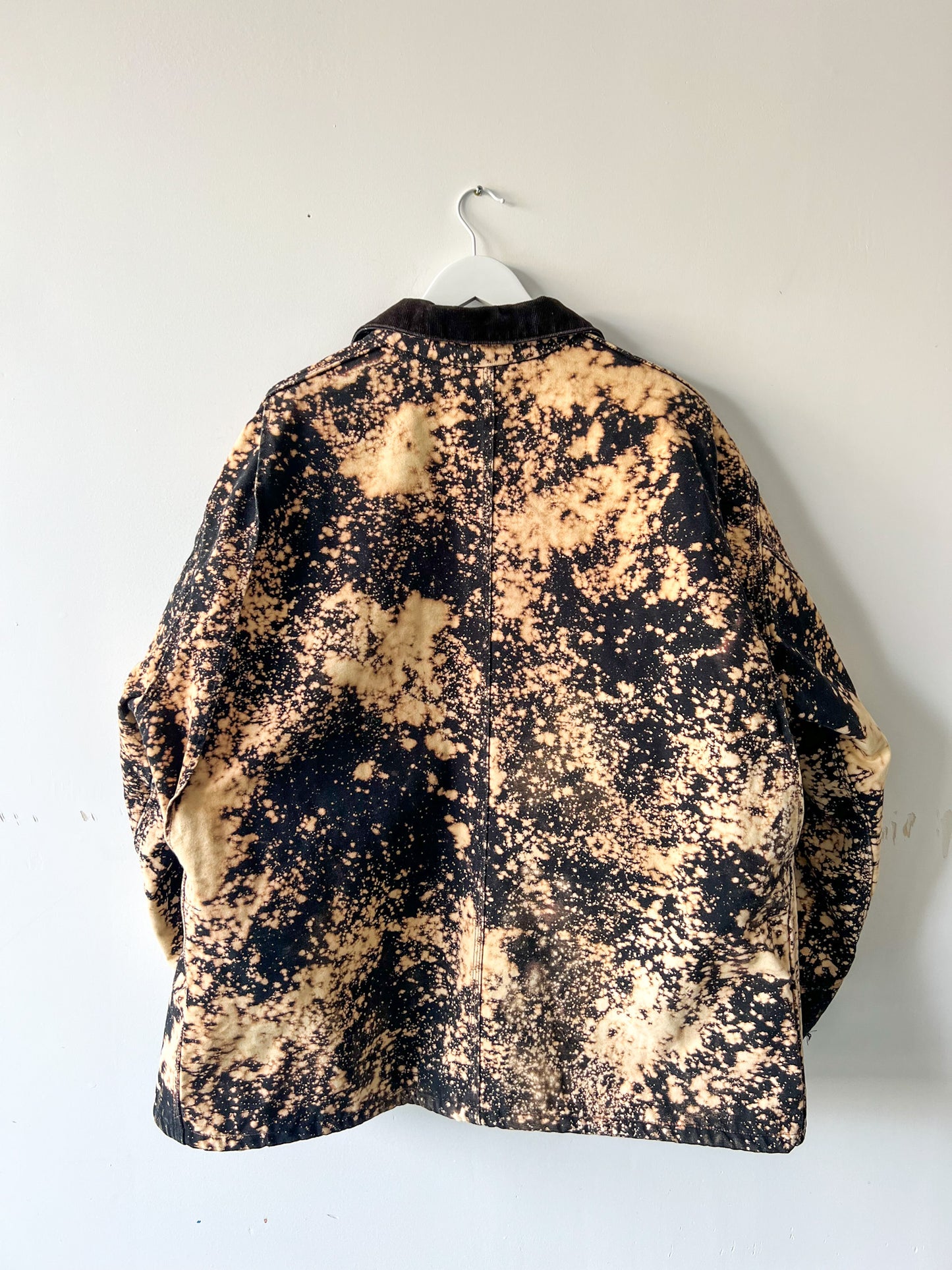 CAPE FEAR - Vintage 90s Carhartt Acid Washed Blanket Lined Chore Coat - Black, White - Unisex 2X
