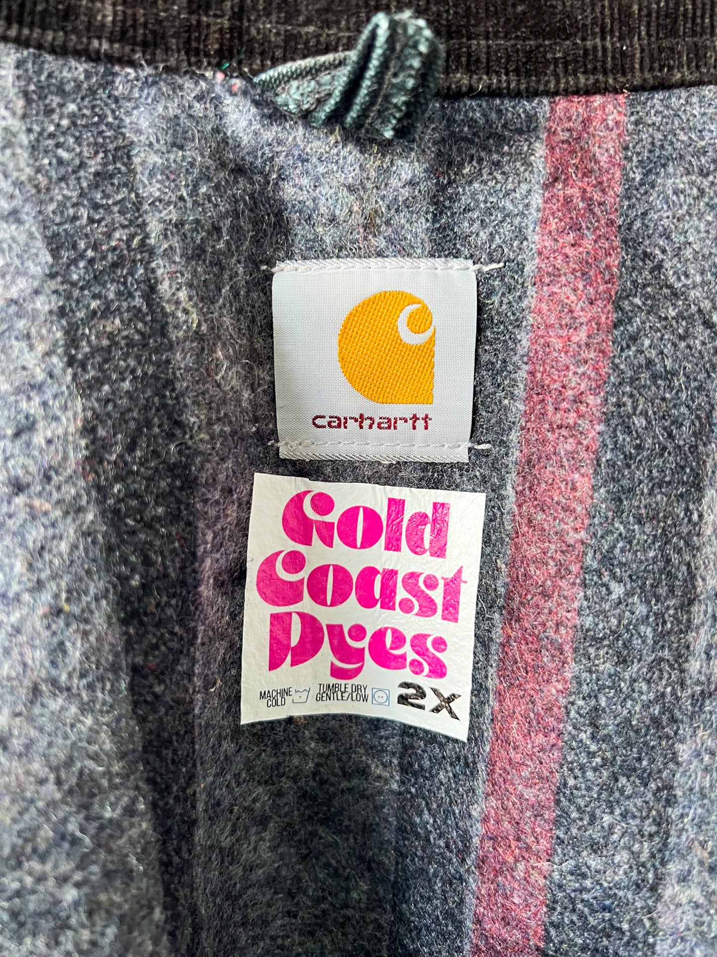 CAPE FEAR - Vintage 90s Carhartt Acid Washed Blanket Lined Chore Coat - Black, White - Unisex 2X