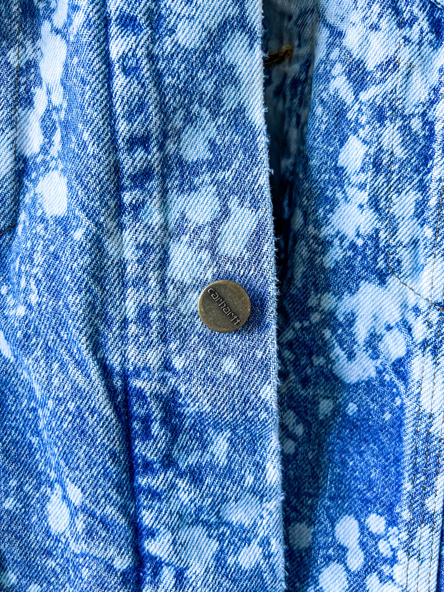 CHEYENNE - Vintage 90s Carhartt Acid Washed Blanket Lined Western Trucker Jacket - Denim, White - Unisex Large