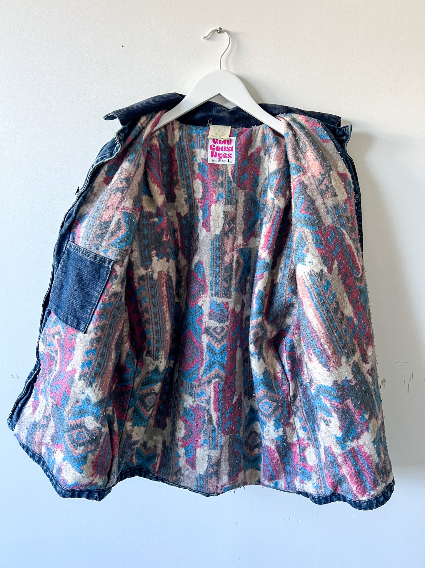 CONNECTICUT - Vintage 90s Carhartt Acid Washed Blanket Lined Chore Coat - Denim, White - Unisex Large
