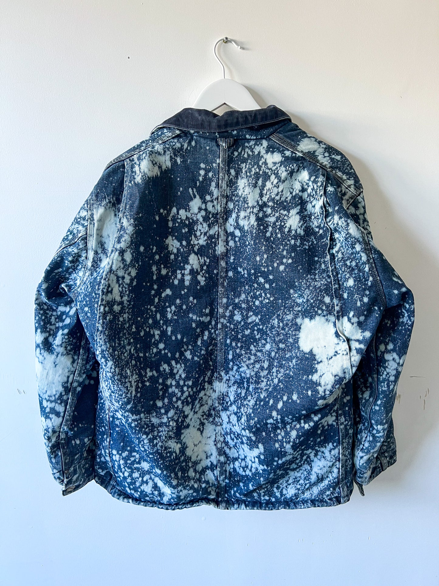 CONNECTICUT - Vintage 90s Carhartt Acid Washed Blanket Lined Chore Coat - Denim, White - Unisex Large