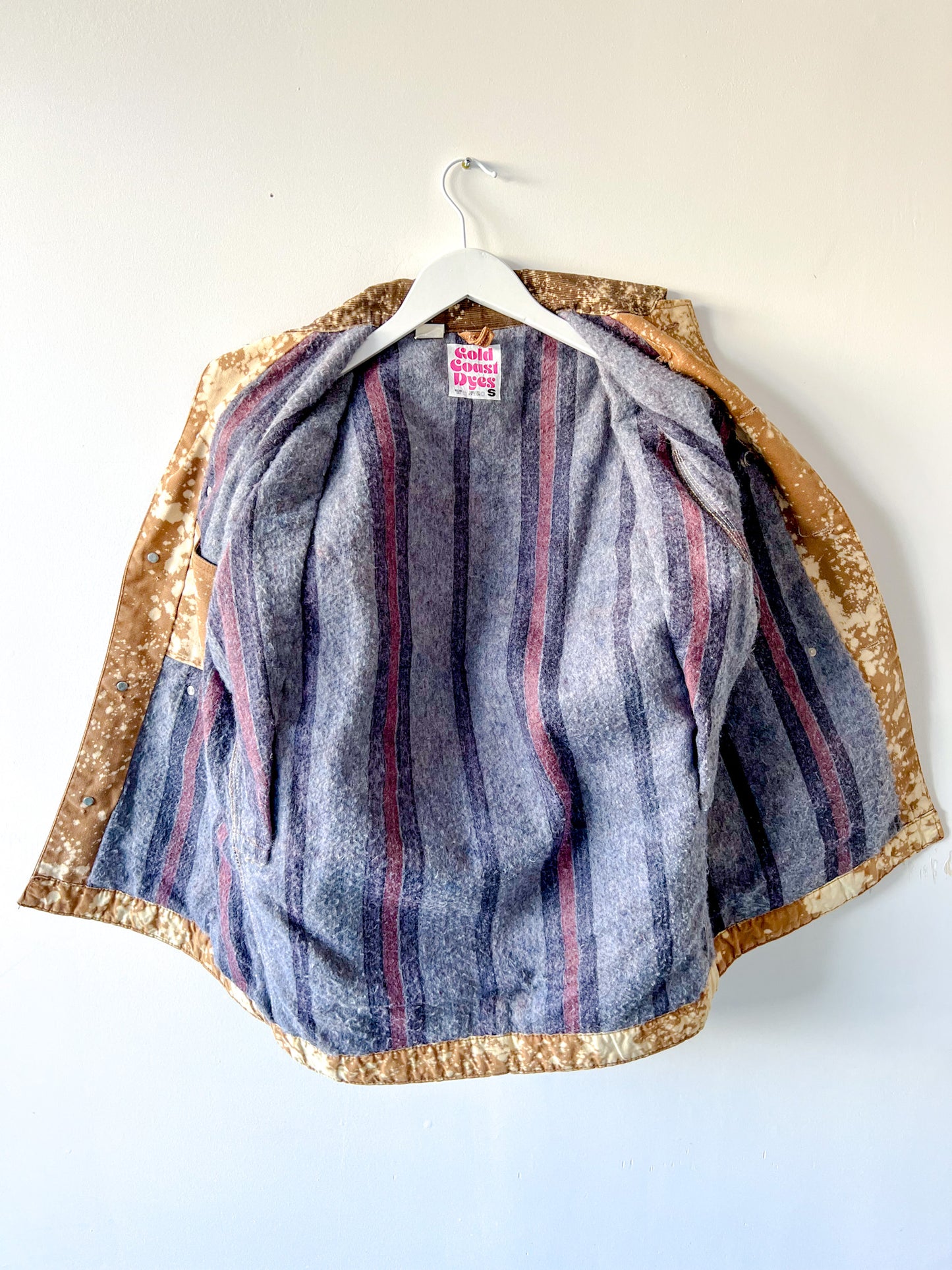 CORPUS CHRISTI - Vintage 80s Carhartt Acid Washed Blanket Lined Chore Coat - Tan, Beige - Unisex Small
