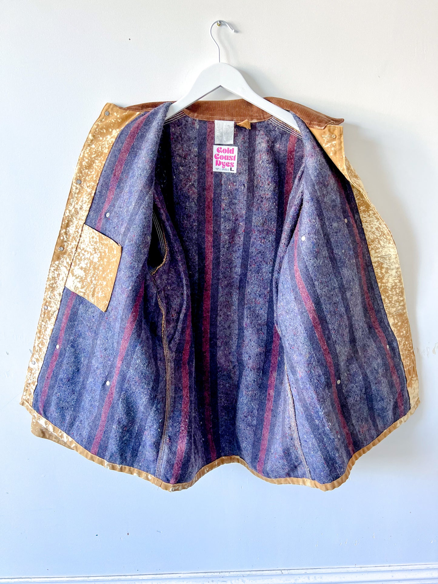 DENVER - Vintage 80s Carhartt Acid Washed Blanket Lined Chore Coat - Tan, Beige - Unisex Large