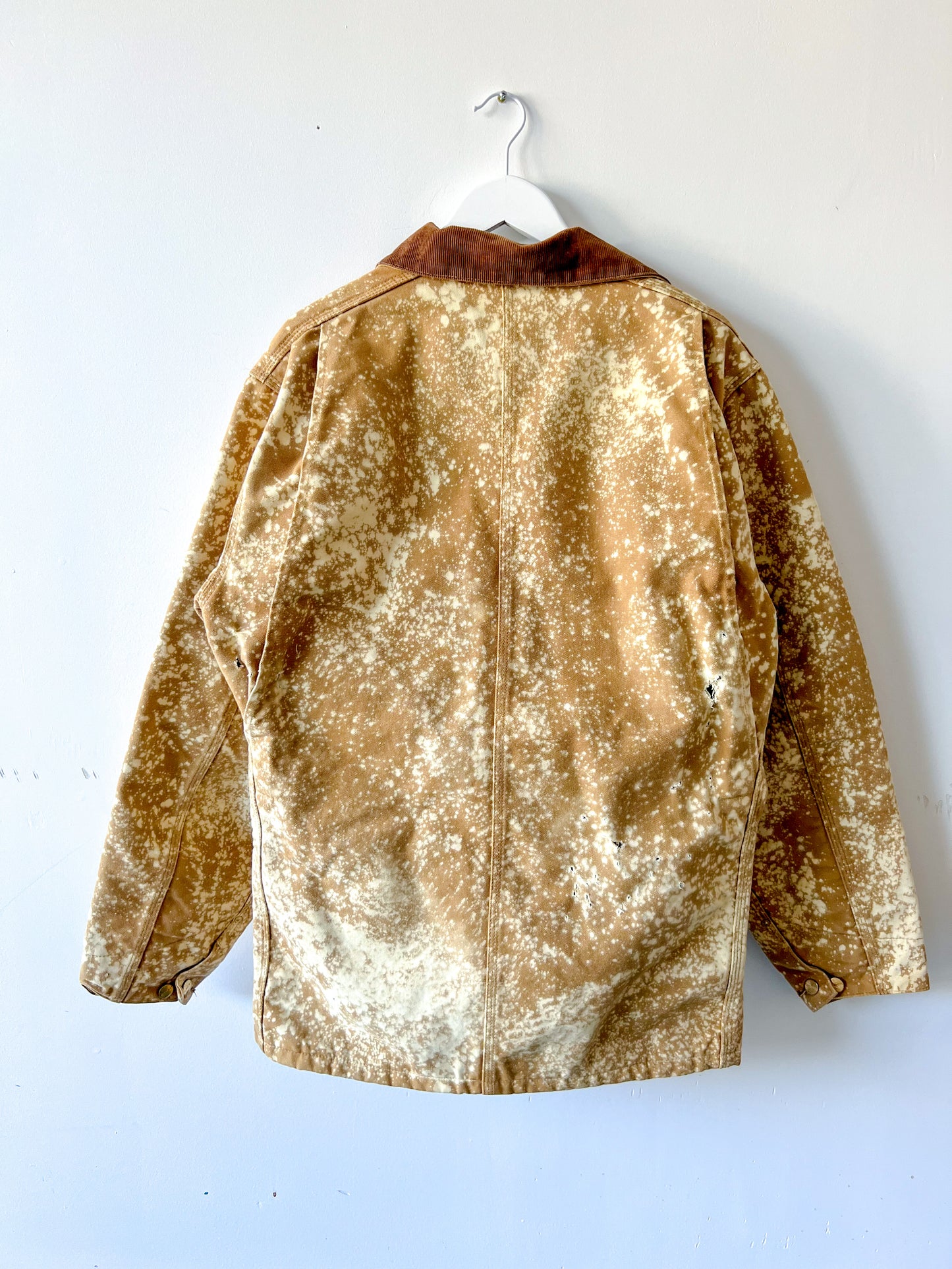 DENVER - Vintage 80s Carhartt Acid Washed Blanket Lined Chore Coat - Tan, Beige - Unisex Large