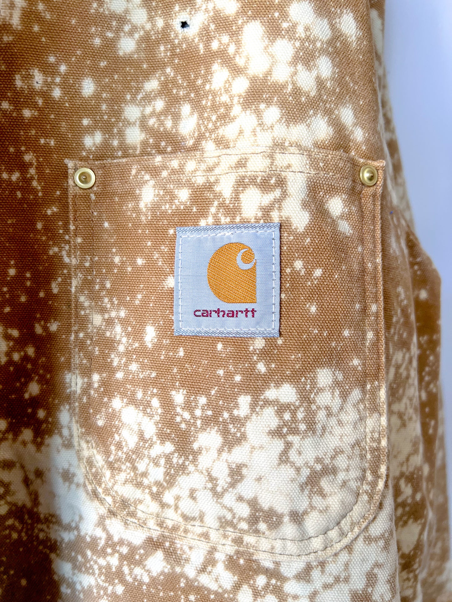 DENVER - Vintage 80s Carhartt Acid Washed Blanket Lined Chore Coat - Tan, Beige - Unisex Large