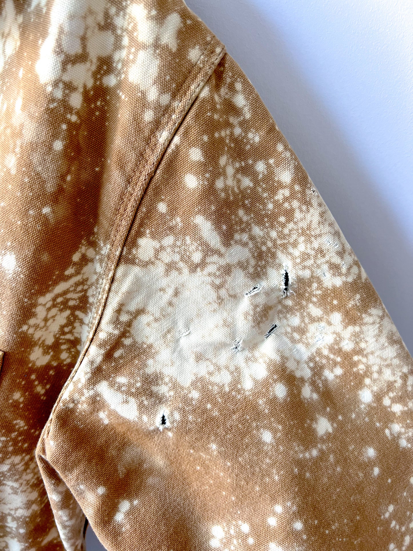 DENVER - Vintage 80s Carhartt Acid Washed Blanket Lined Chore Coat - Tan, Beige - Unisex Large