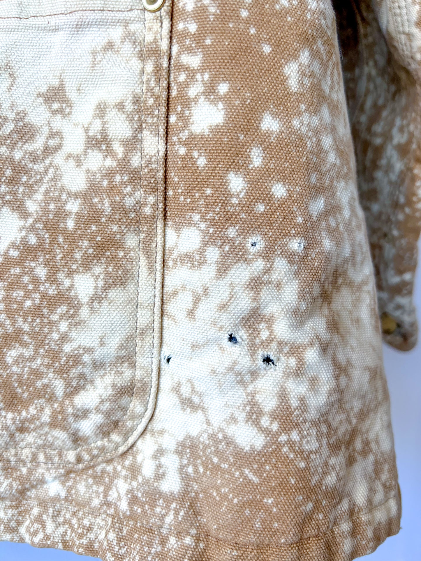 DENVER - Vintage 80s Carhartt Acid Washed Blanket Lined Chore Coat - Tan, Beige - Unisex Large