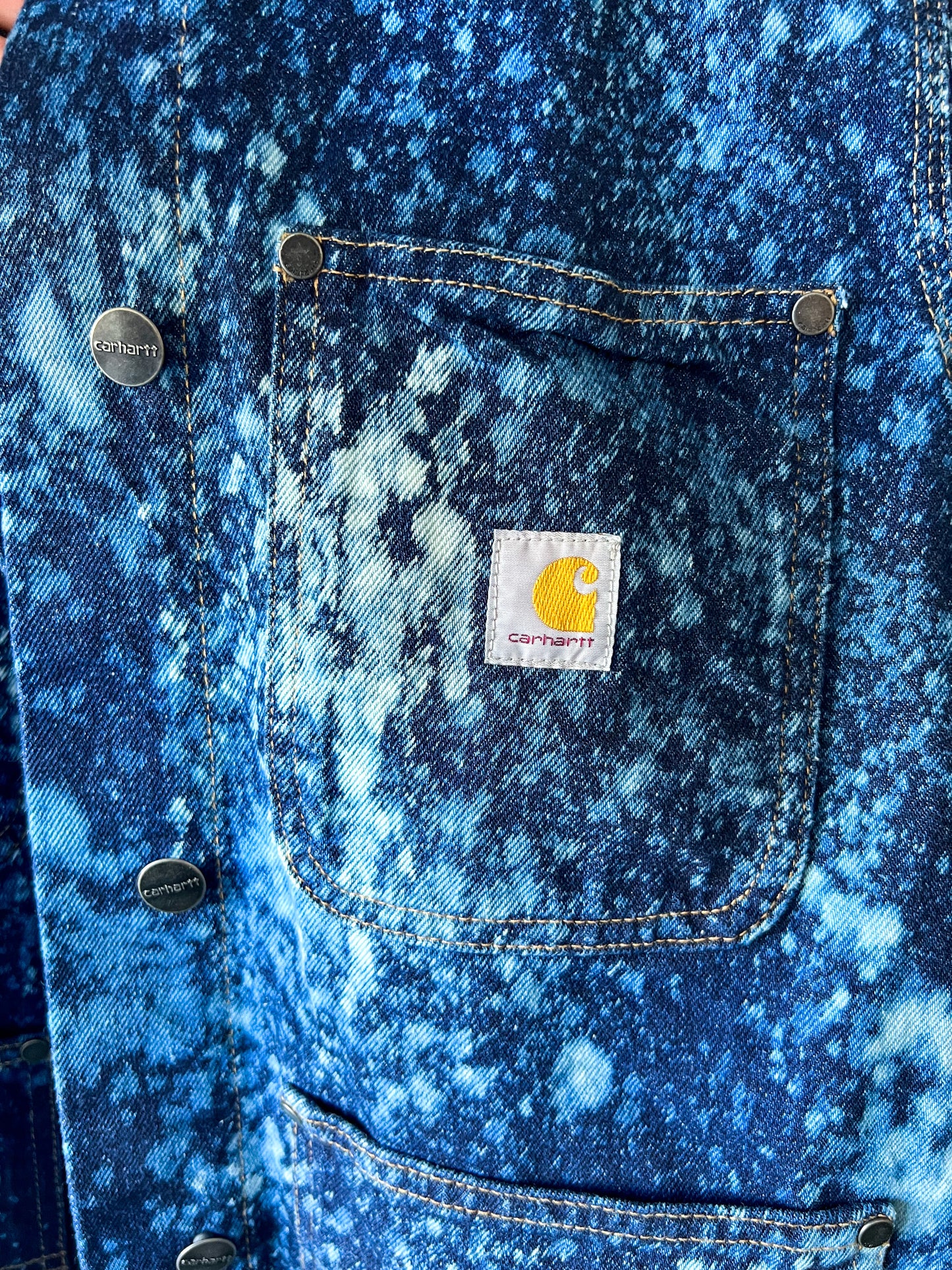 DETROIT - Upcycled Carhartt Acid Washed Denim Chore Coat - Women's Medium