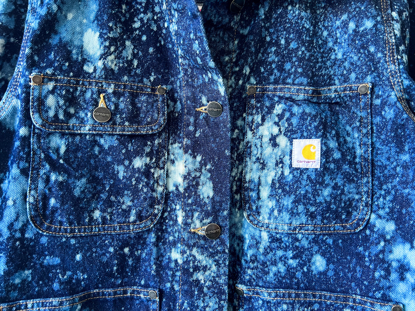 DETROIT - Upcycled Carhartt Acid Washed Denim Chore Coat - Women's Medium