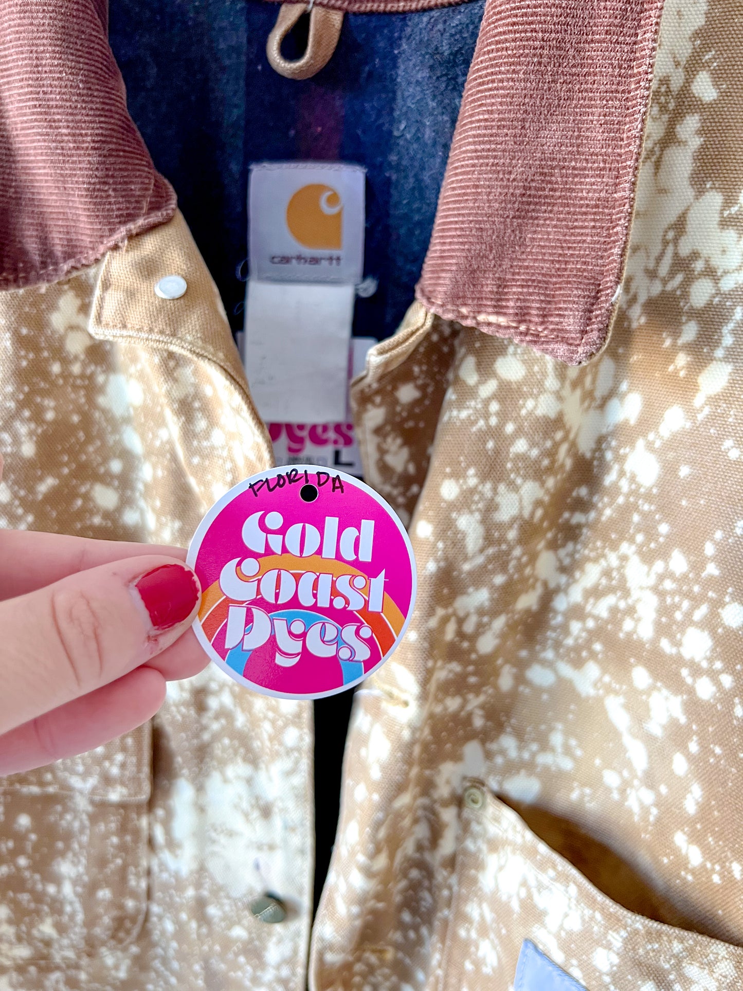 FLORIDA - Vintage 90s Carhartt Acid Washed Blanket Lined Chore Coat - Tan, Beige - Unisex Large