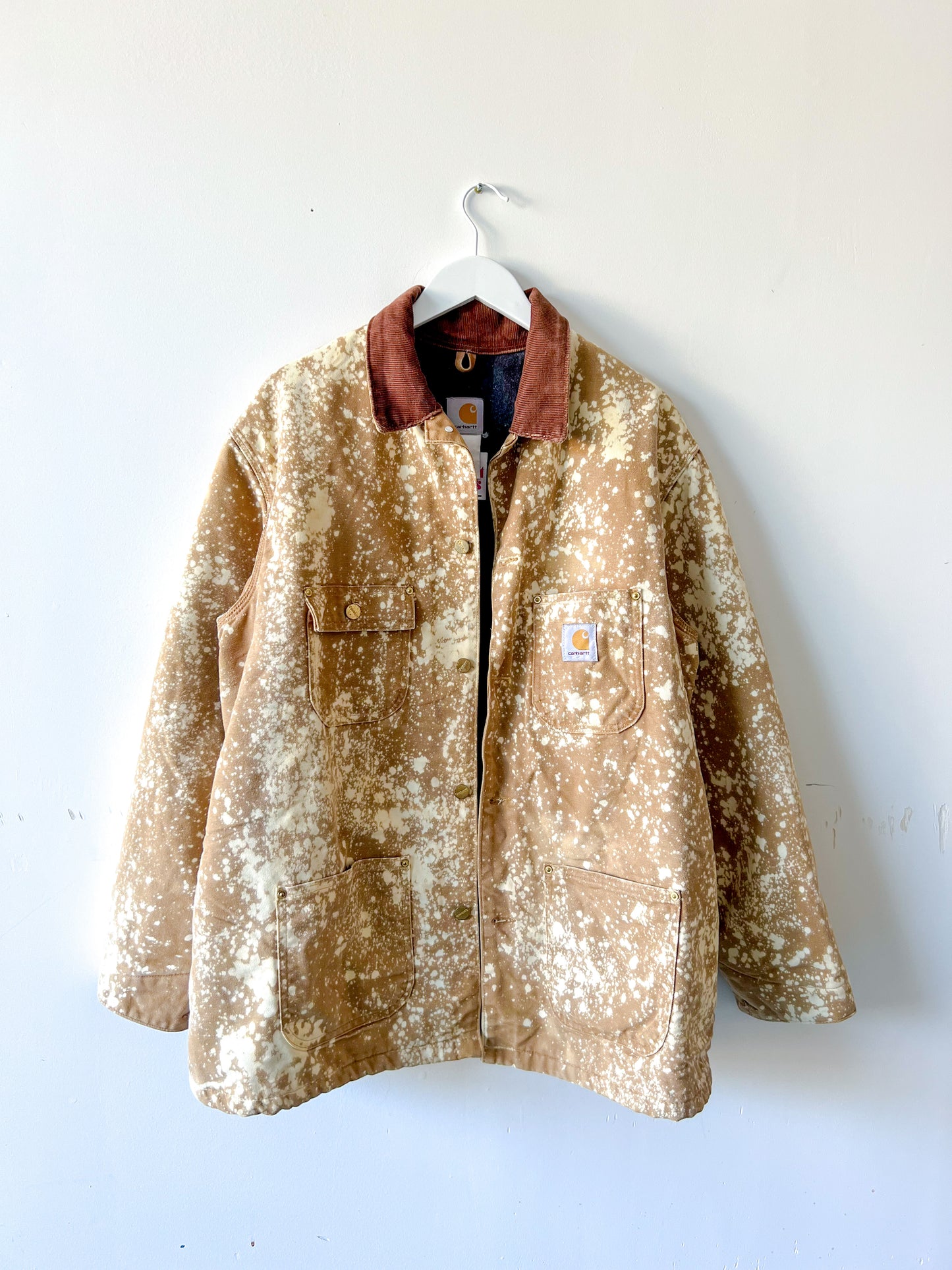 FLORIDA - Vintage 90s Carhartt Acid Washed Blanket Lined Chore Coat - Tan, Beige - Unisex Large