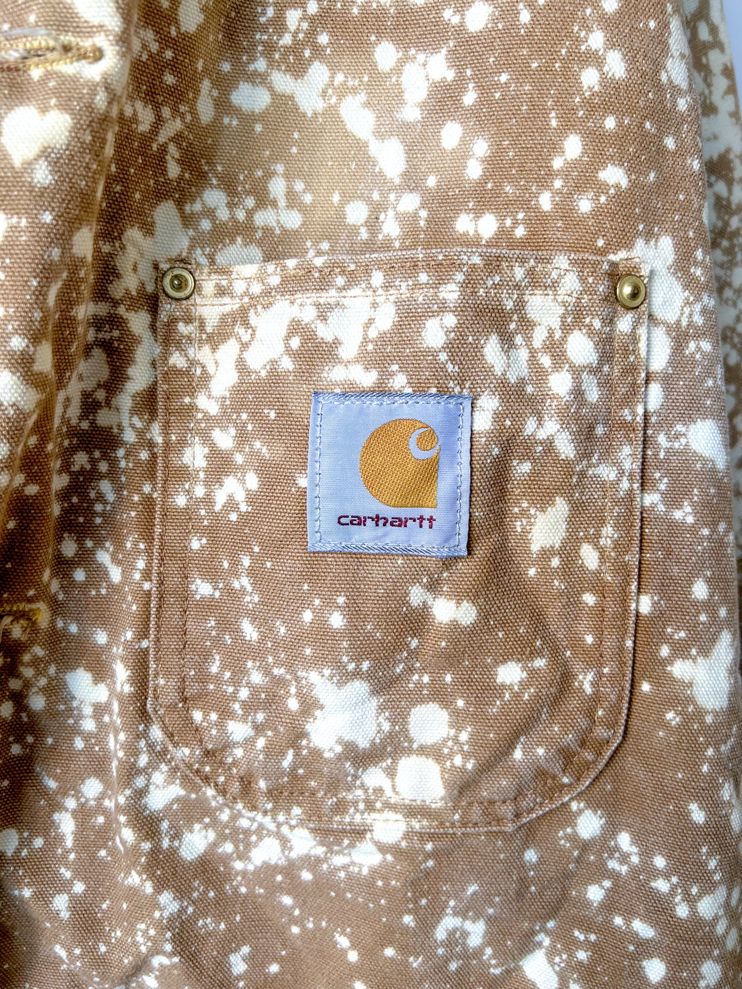 FLORIDA - Vintage 90s Carhartt Acid Washed Blanket Lined Chore Coat - Tan, Beige - Unisex Large