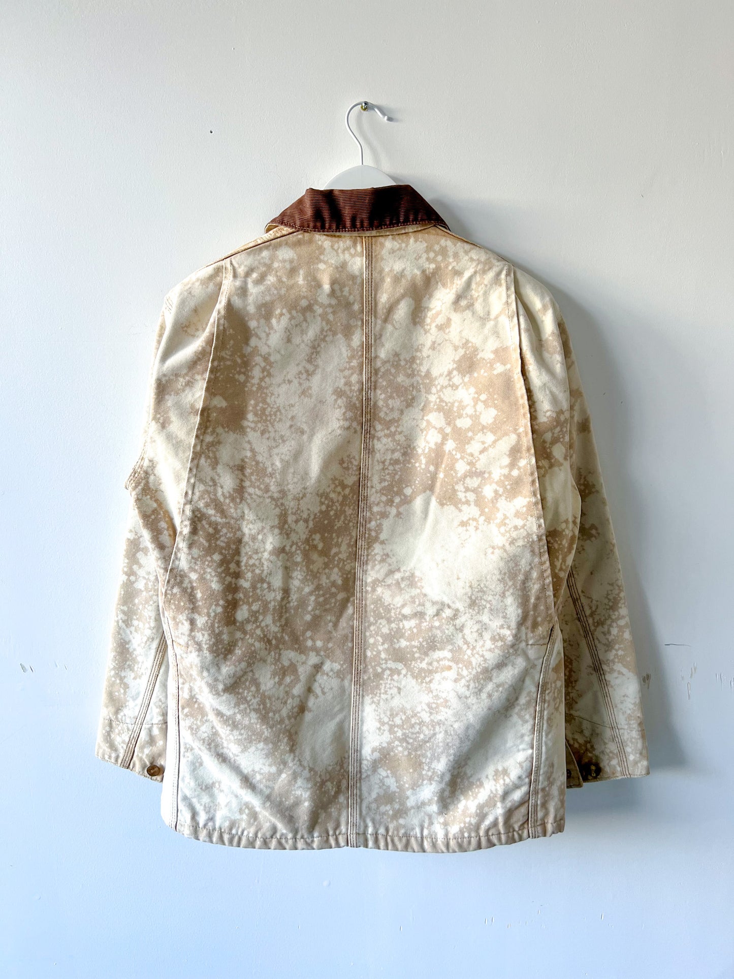 HOUSTON - Vintage 80s Carhartt Acid Washed Blanket Lined Chore Coat - Tan, Beige - Unisex Small