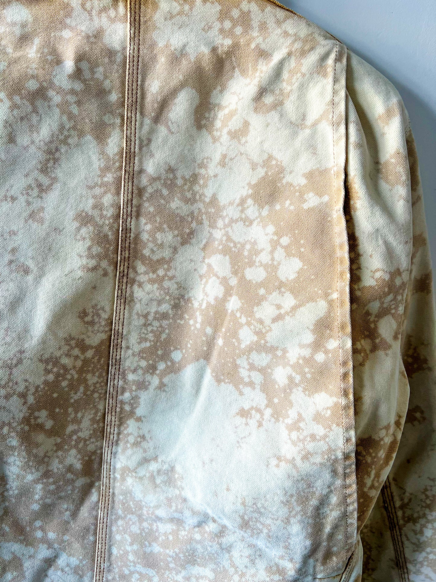 HOUSTON - Vintage 80s Carhartt Acid Washed Blanket Lined Chore Coat - Tan, Beige - Unisex Small