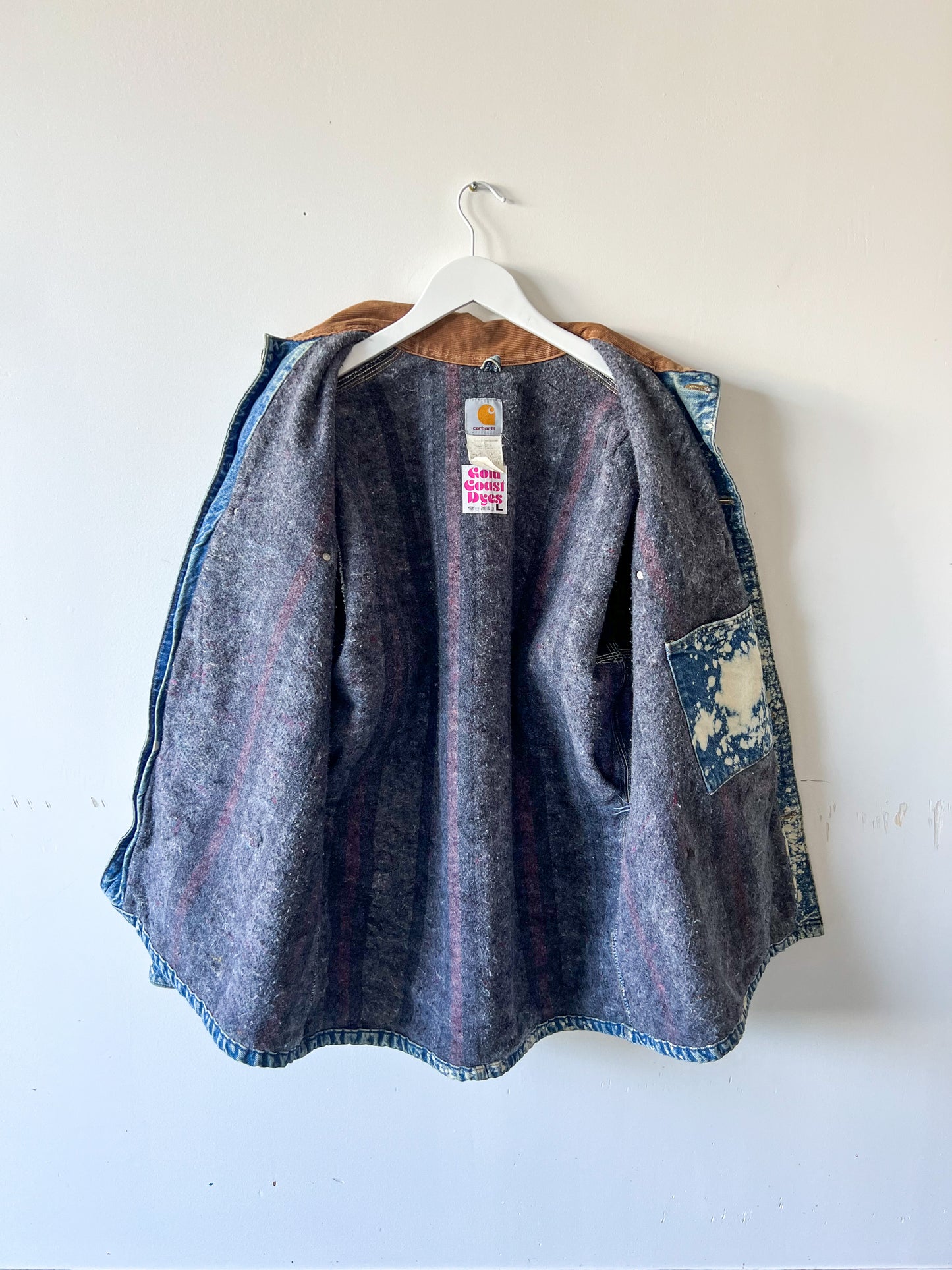 HOUSTON - Vintage Y2K Carhartt Acid Washed Blanket Chore Coat - Denim - Unisex Large
