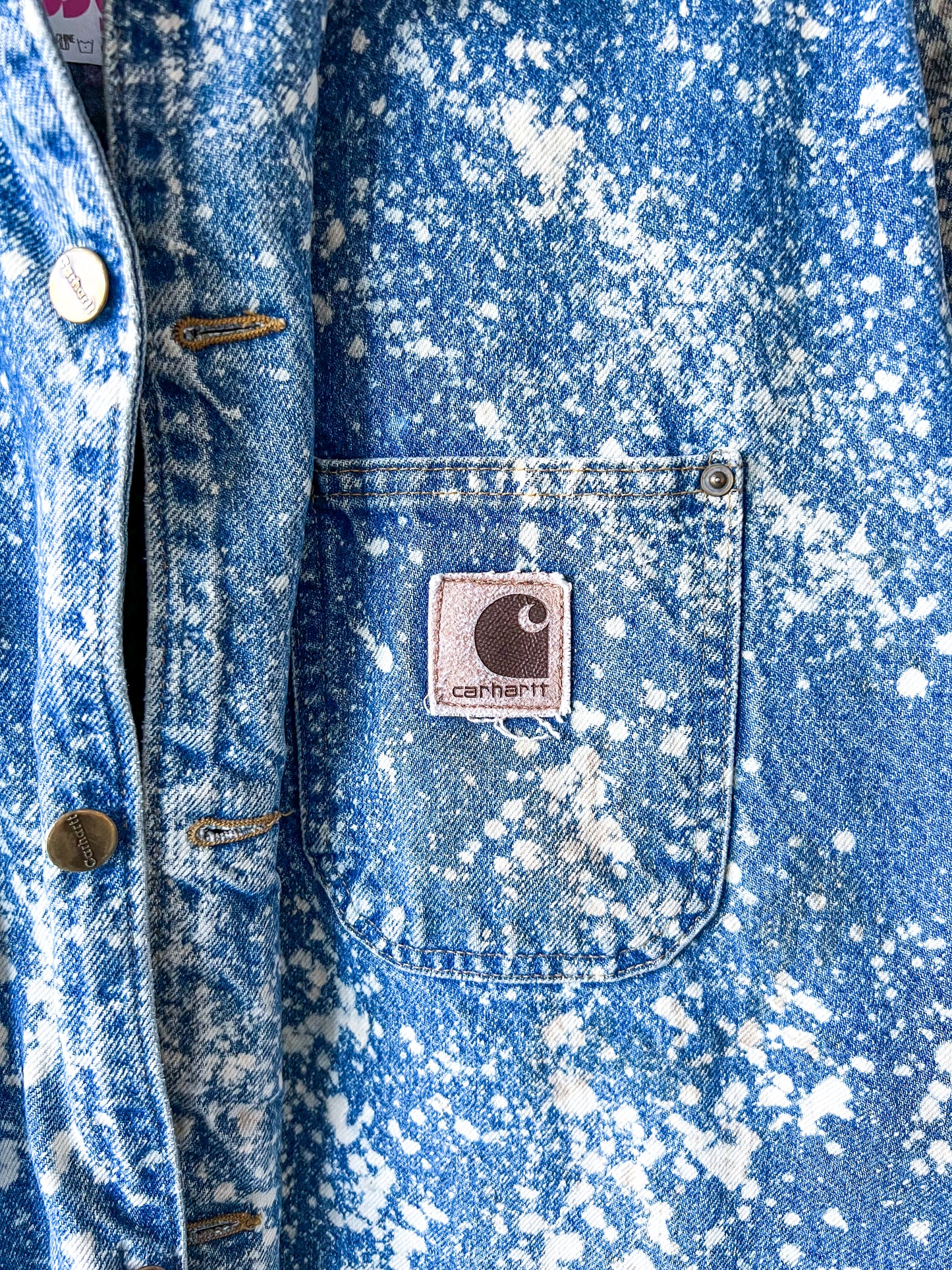HOUSTON - Vintage Y2K Carhartt Acid Washed Blanket Chore Coat - Denim - Unisex Large
