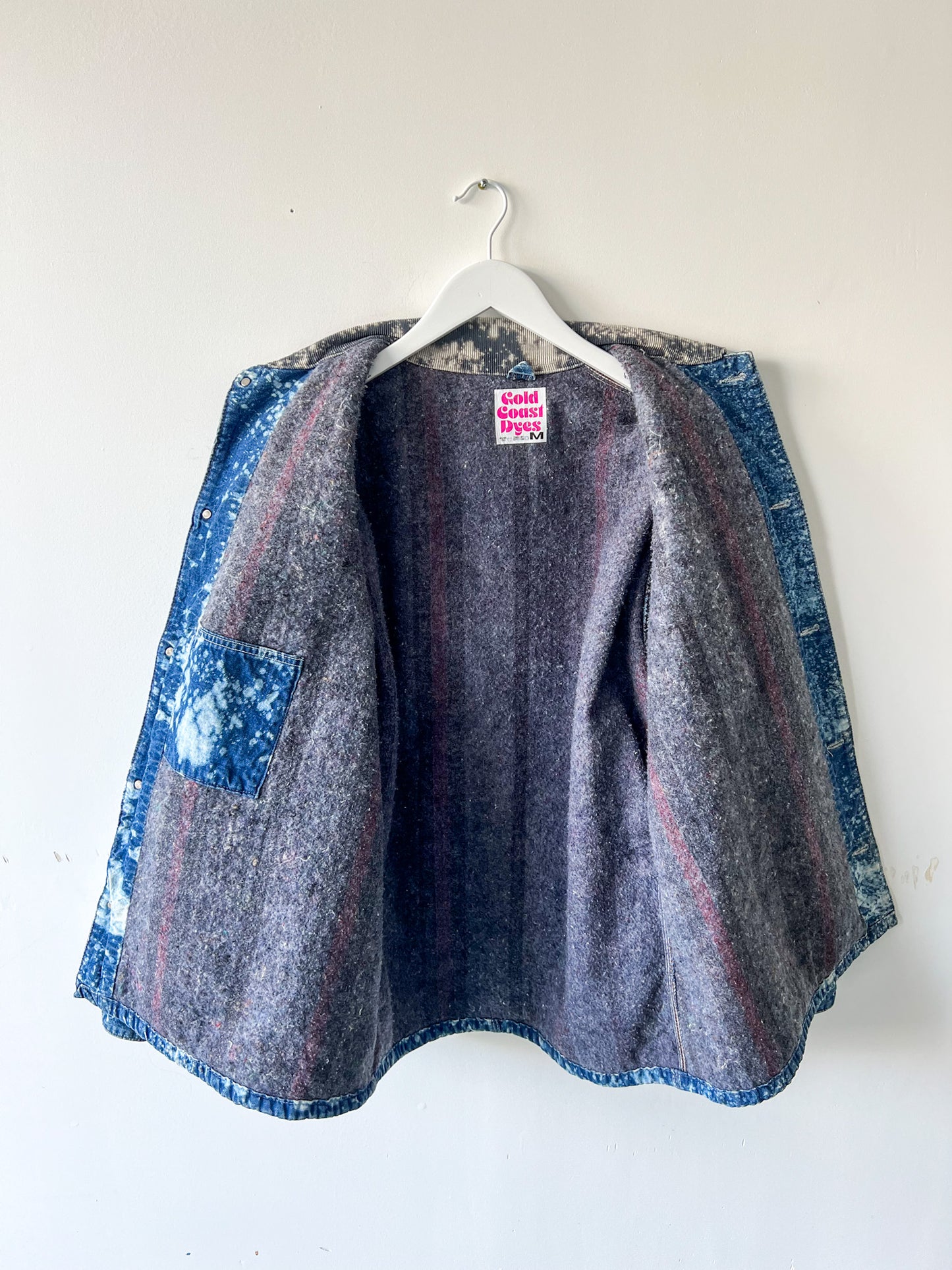 LEXINGTON - Vintage 90s Carhartt Acid Washed Blanket Lined Chore Coat - Denim/White - Unisex Medium