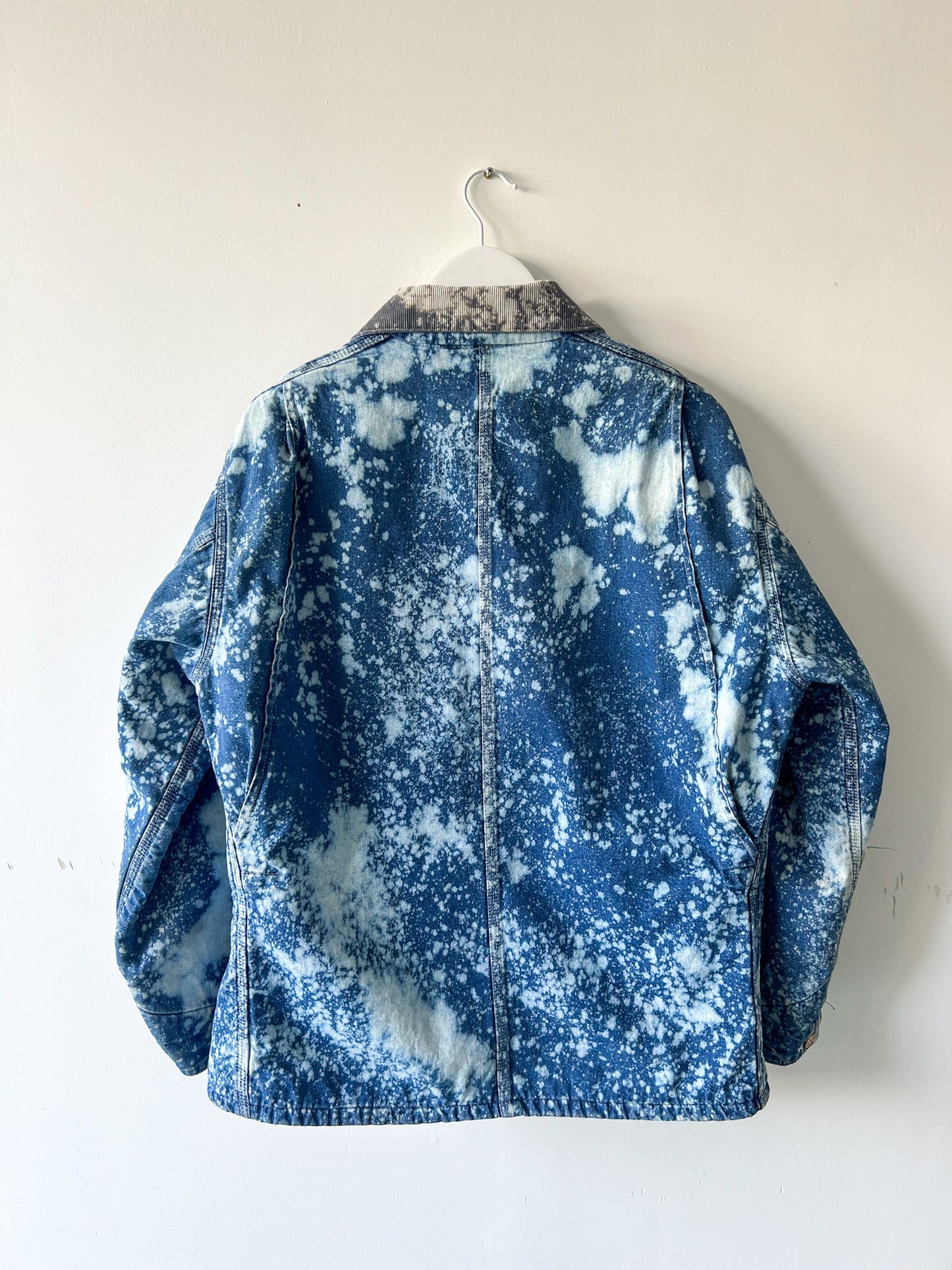 LEXINGTON - Vintage 90s Carhartt Acid Washed Blanket Lined Chore Coat - Denim/White - Unisex Medium