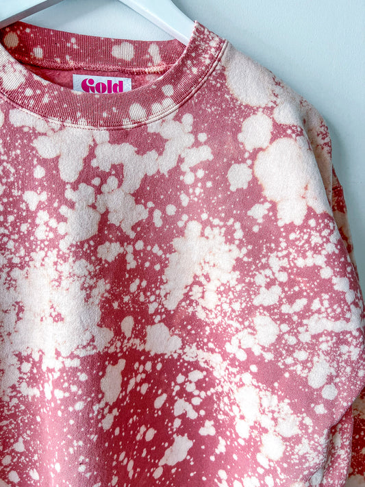 Acid-Washed Crewneck Sweatshirt in Dusty Rose