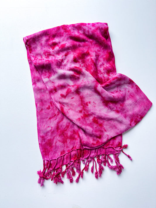 Hand-Dyed Rayon Silk Shawl - Pink