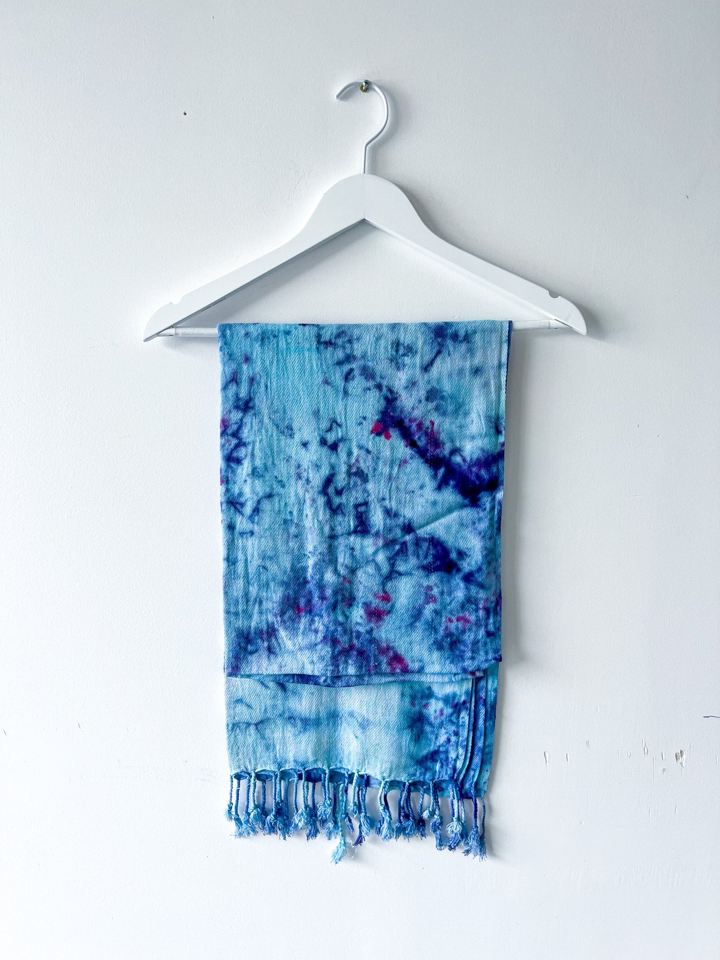 Hand-Dyed Rayon Silk Shawl - Blue