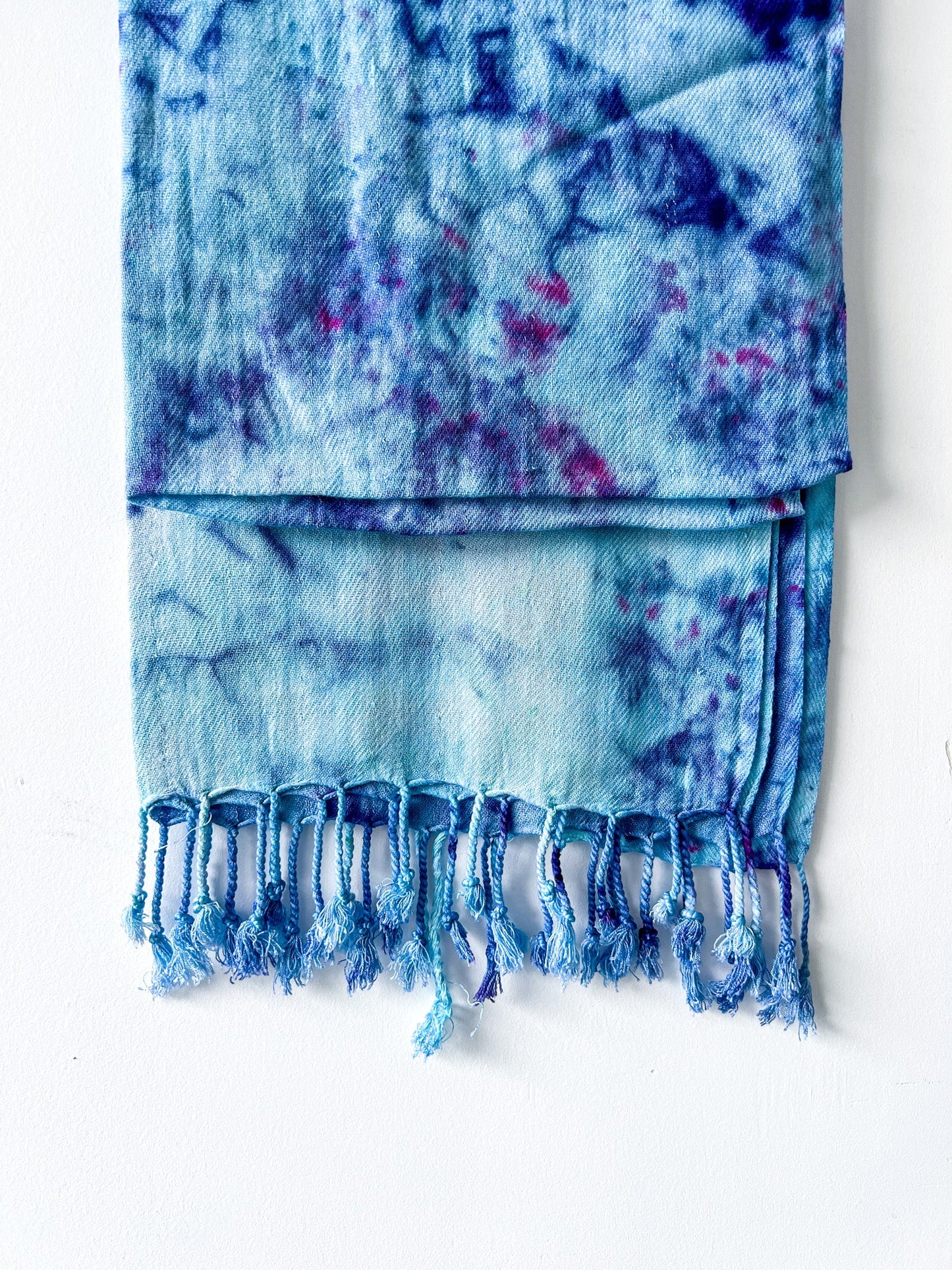 Hand-Dyed Rayon Silk Shawl - Blue