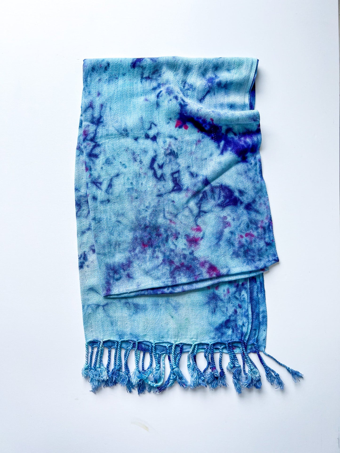 Hand-Dyed Rayon Silk Shawl - Blue