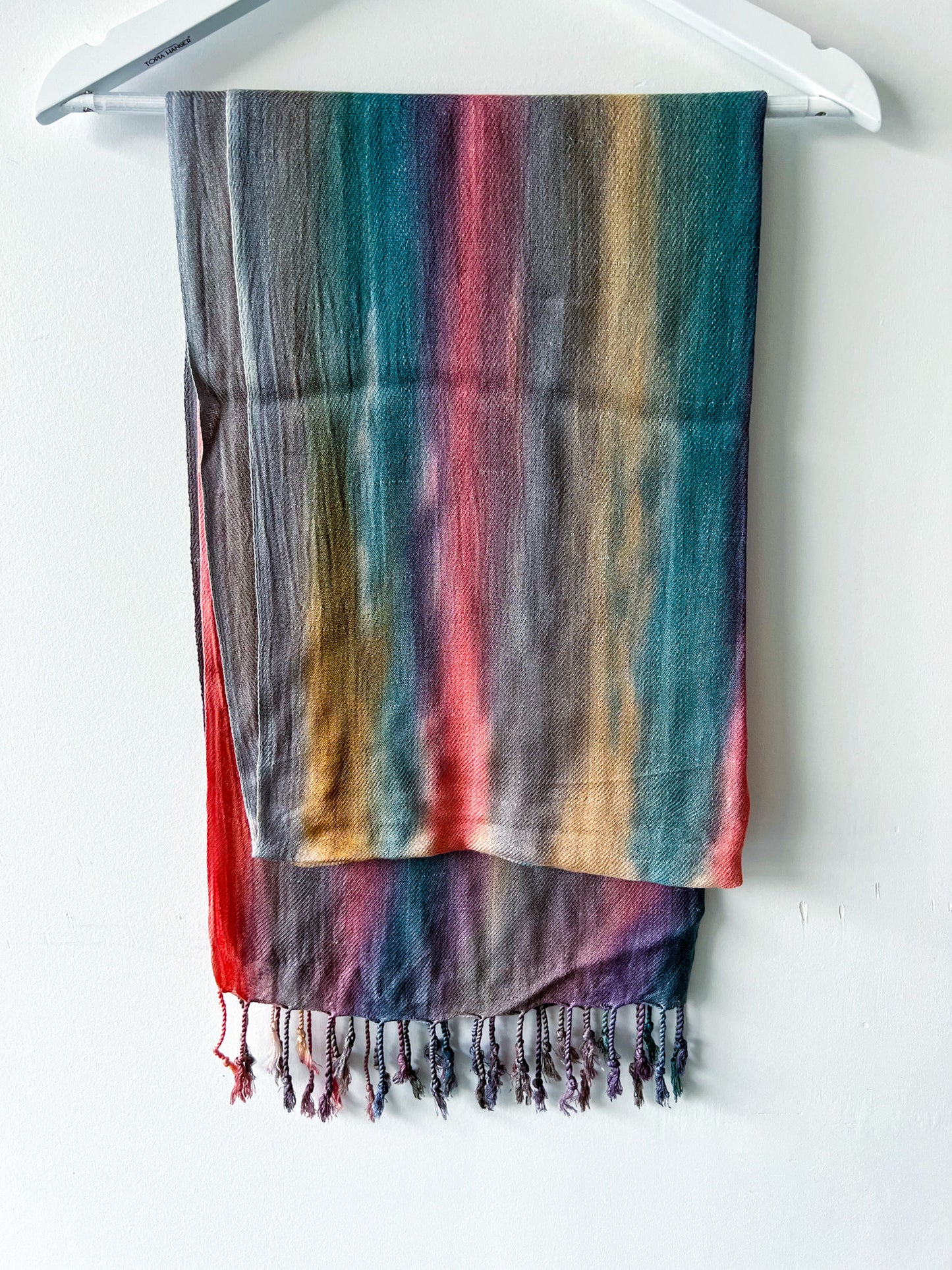 Hand-Dyed Rayon Silk Shawl - Natural Stripe