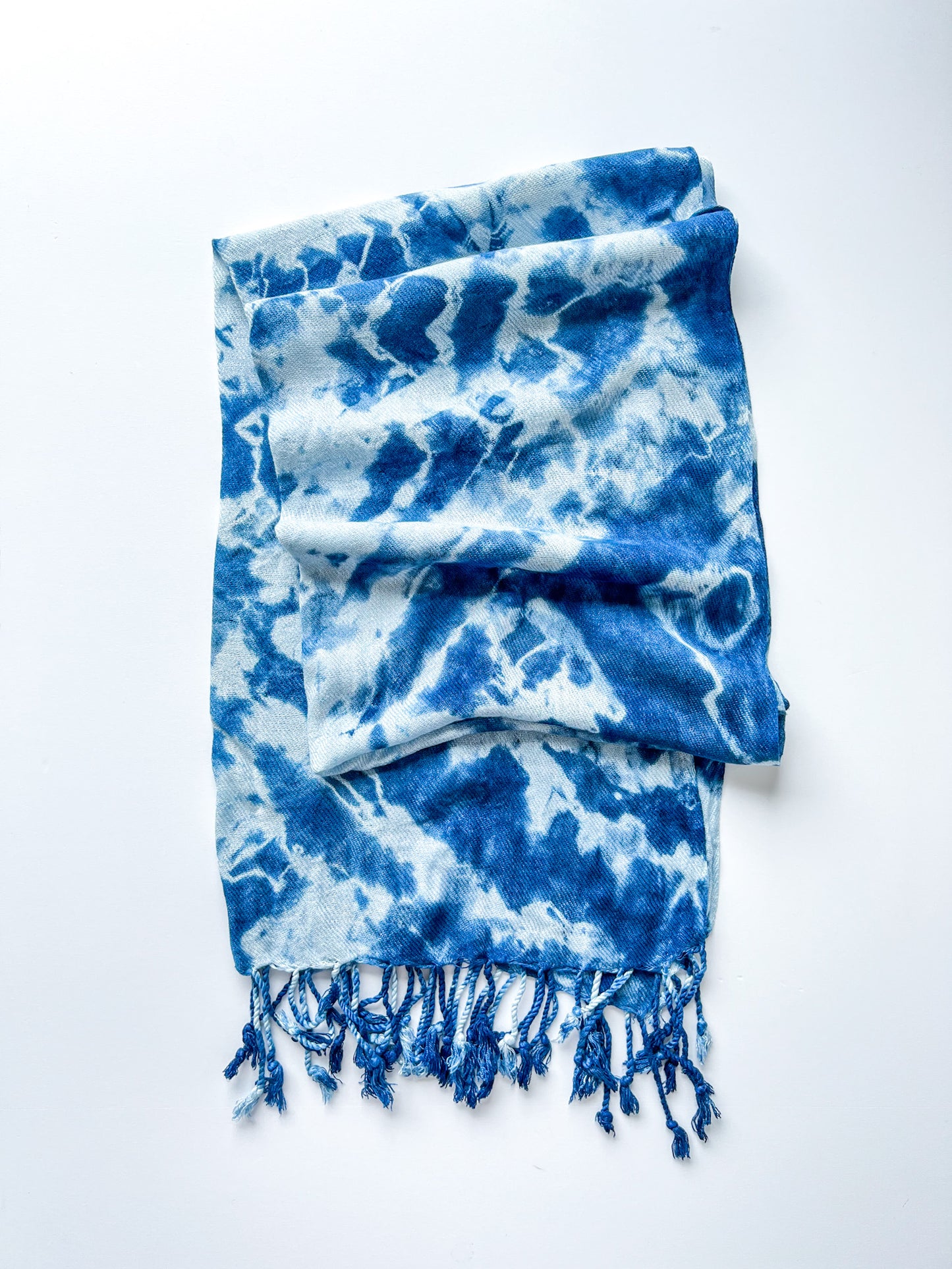 Hand-Dyed Rayon Silk Shawl - Indigo