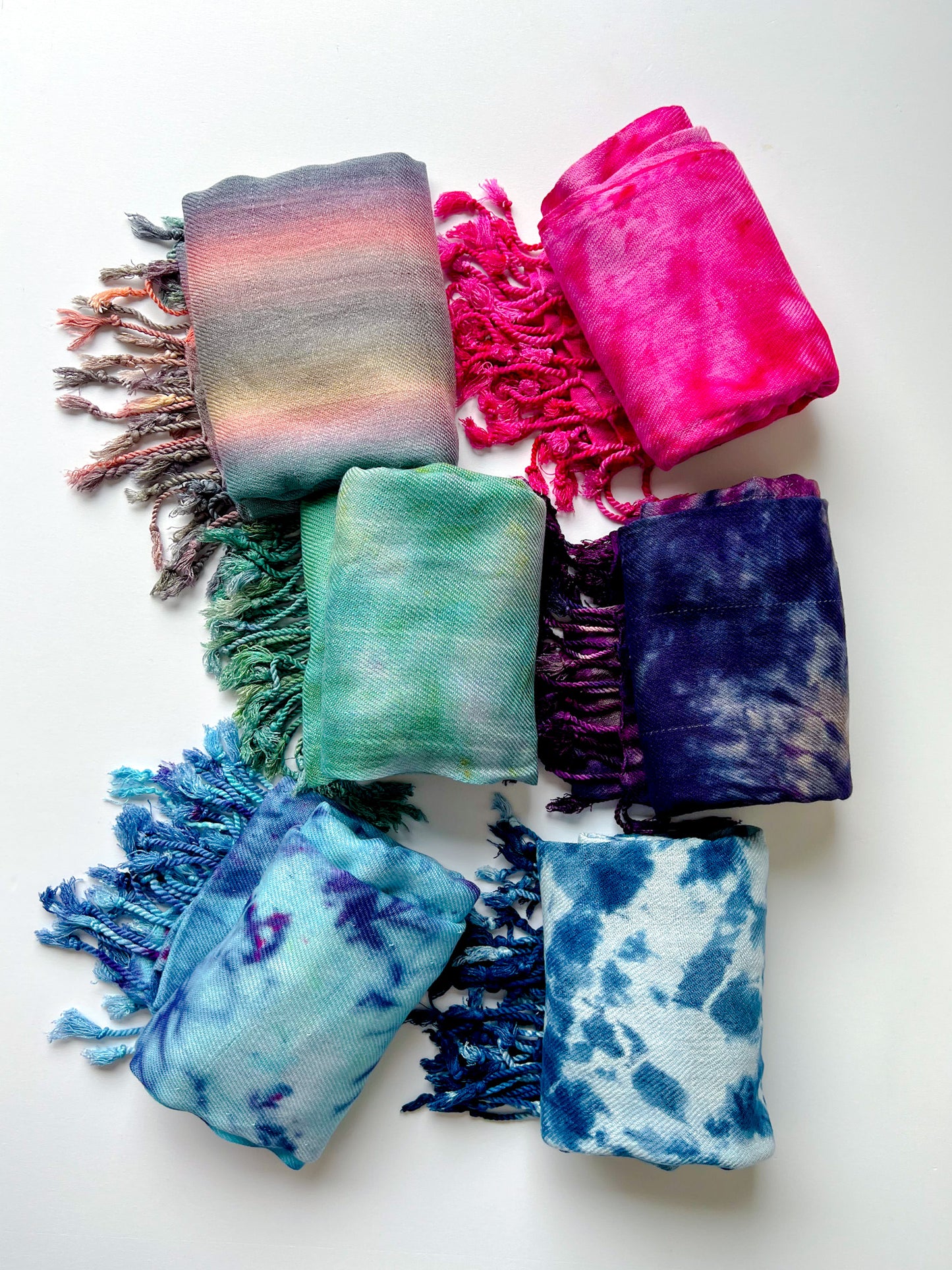 Hand-Dyed Rayon Silk Shawl - Pink