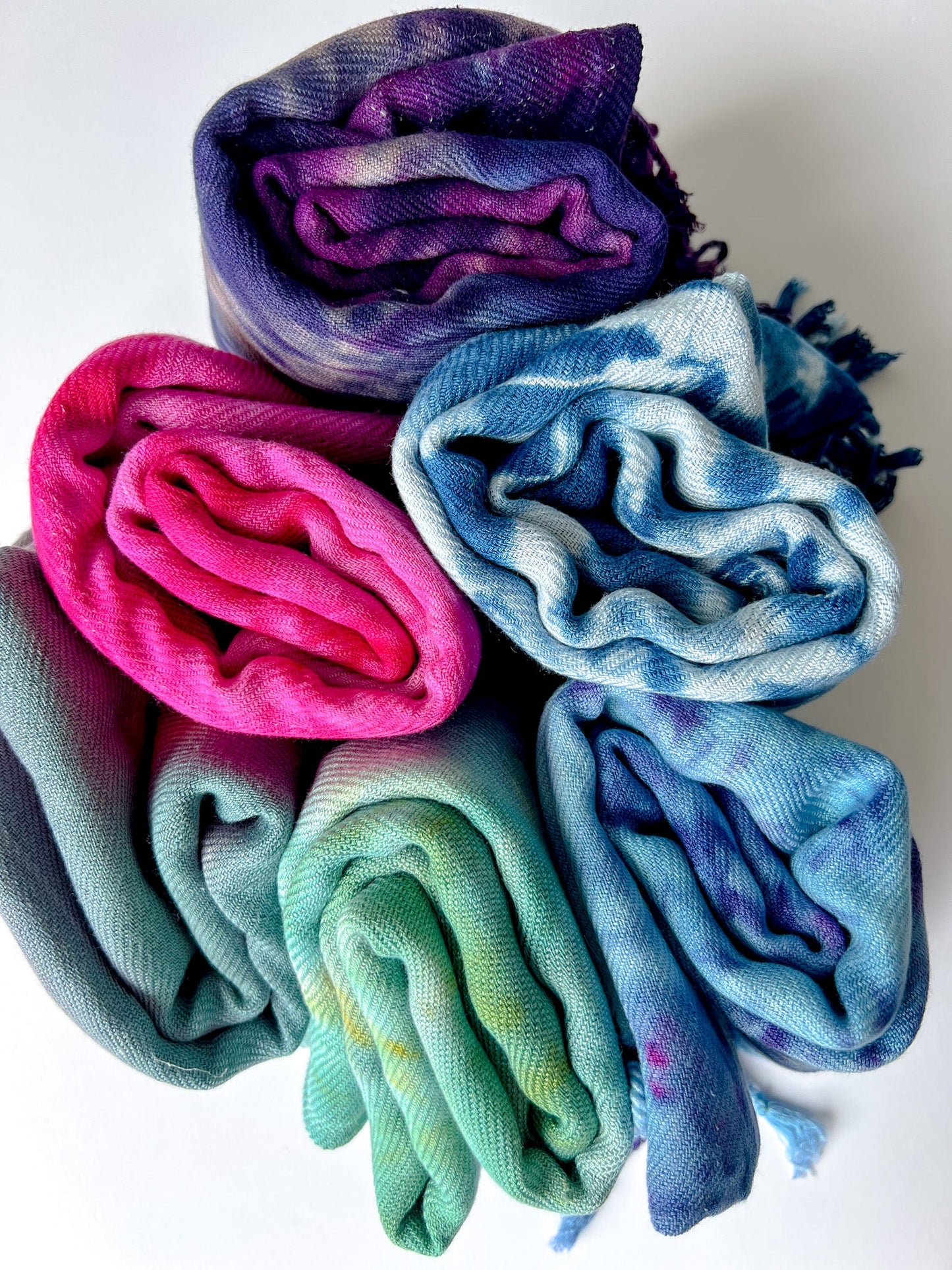 Hand-Dyed Rayon Silk Shawl - Blue