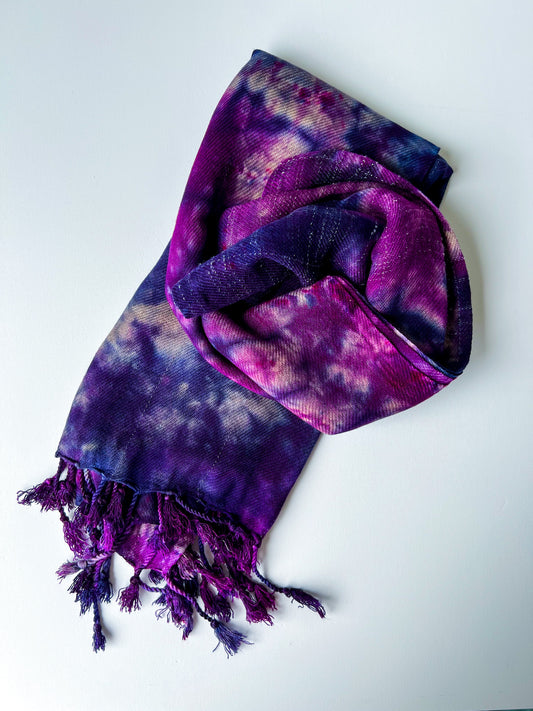 Hand-Dyed Rayon Silk Shawl - Purple