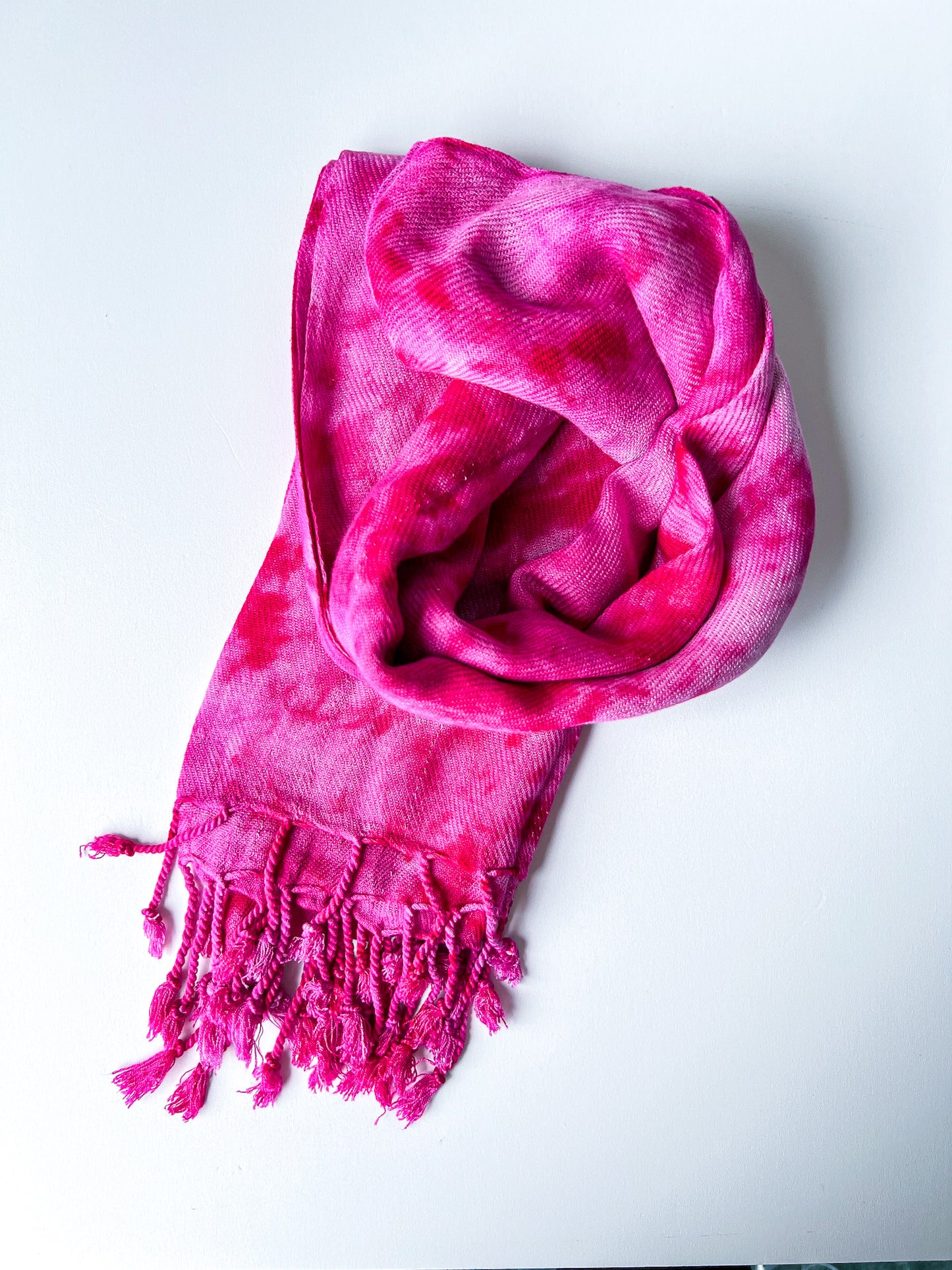 Hand-Dyed Rayon Silk Shawl - Pink