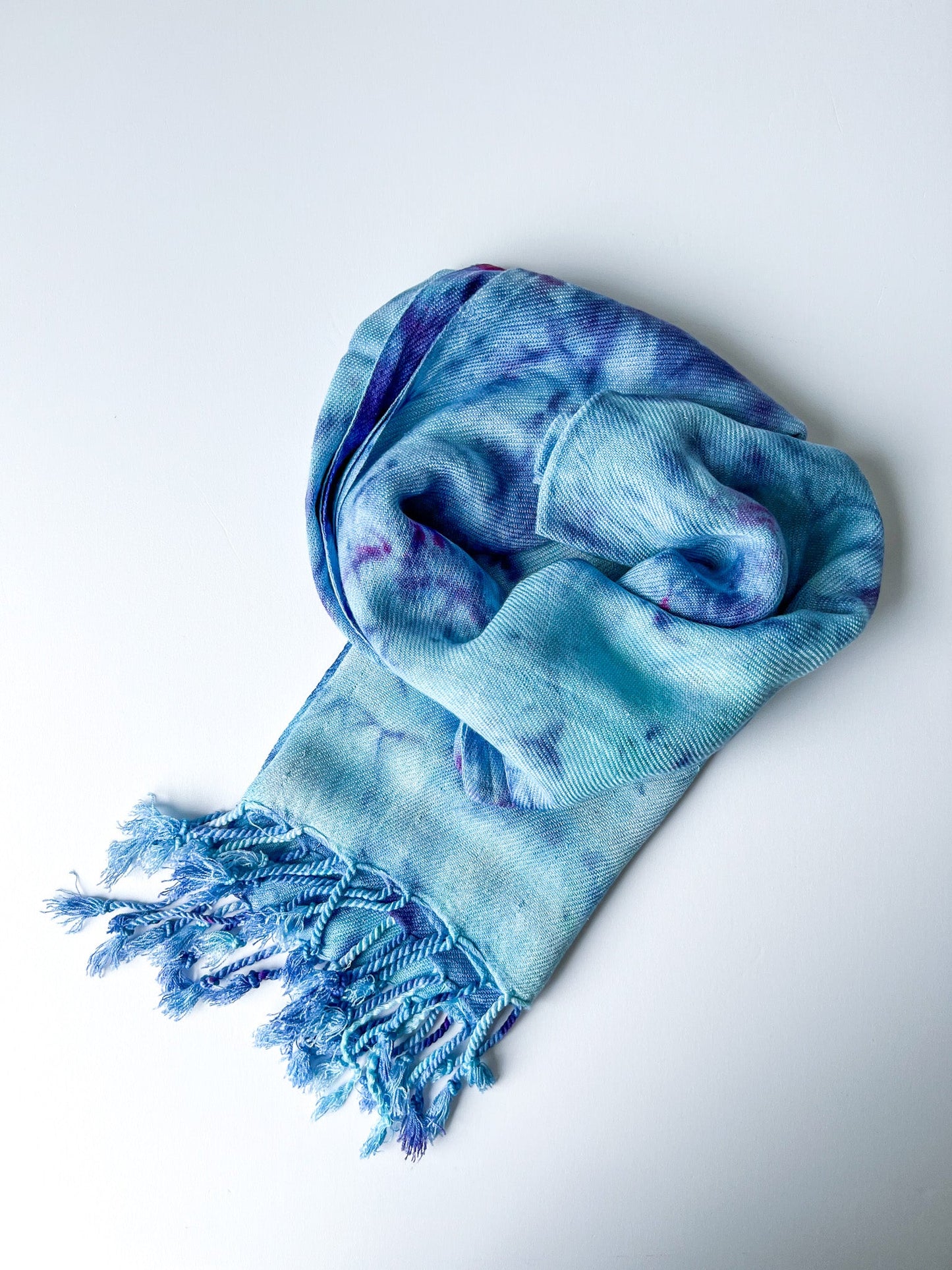 Hand-Dyed Rayon Silk Shawl - Blue