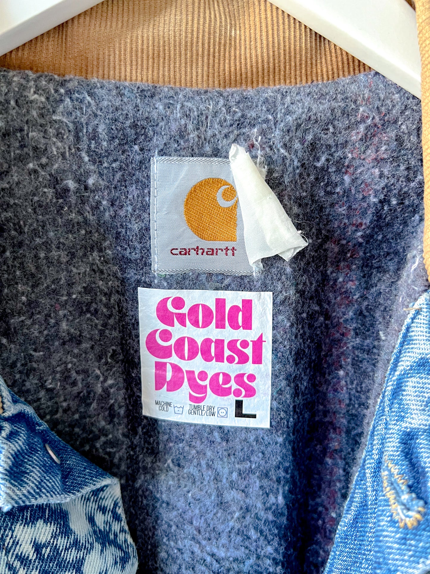 IDAHO - Vintage 90s Carhartt Acid Washed Blanket Lined Western Jacket - Denim, White - Unisex Large