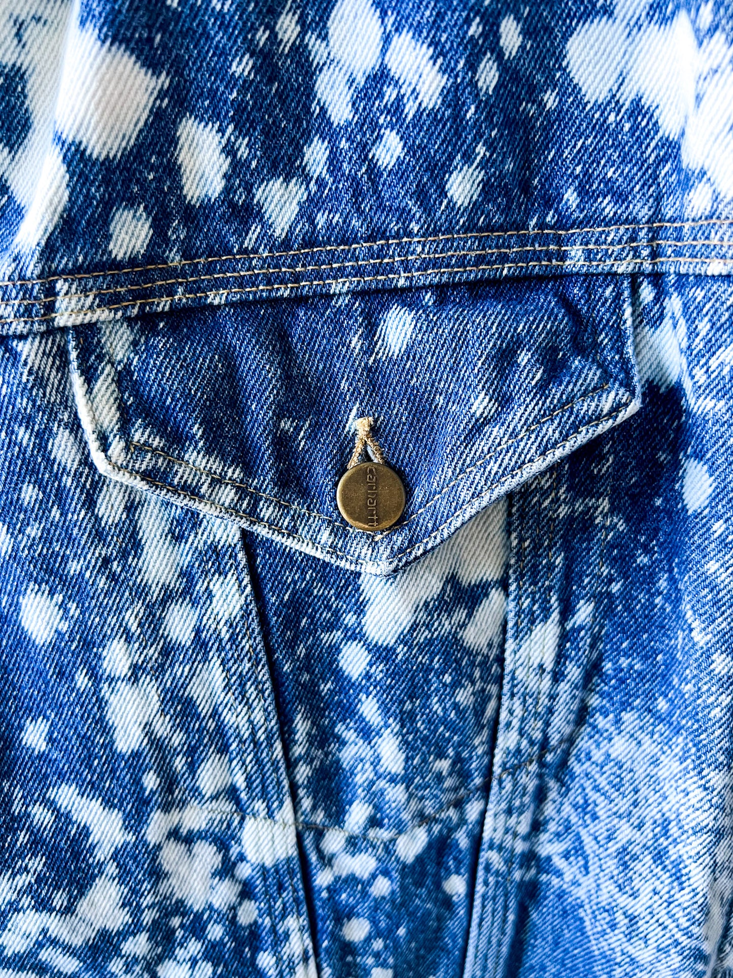 IDAHO - Vintage 90s Carhartt Acid Washed Blanket Lined Western Jacket - Denim, White - Unisex Large