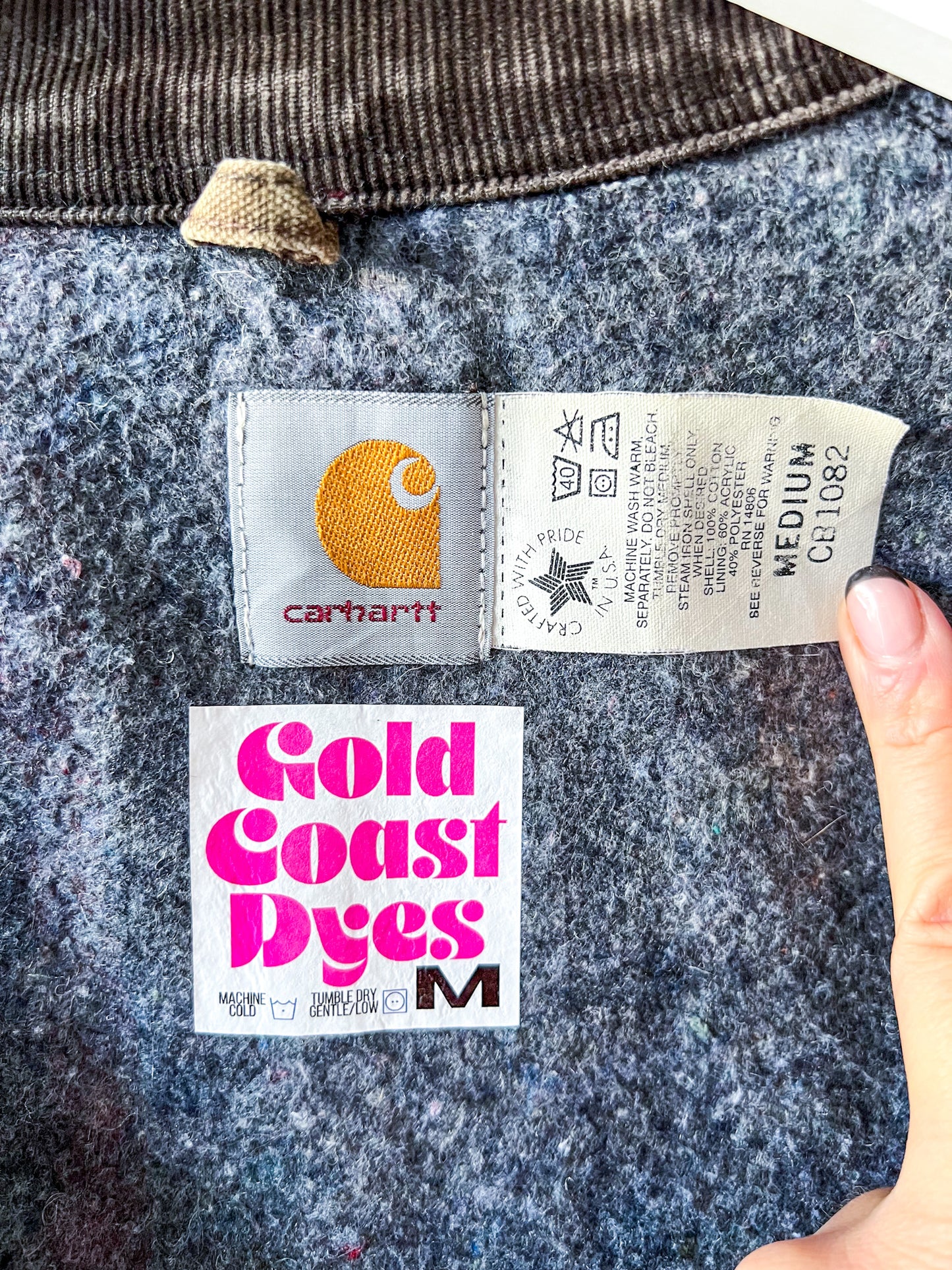 JASPER - Vintage 90s Carhartt Acid Washed Blanket Lined Chore Coat - Chocolate Brown, Gray - Unisex Medium