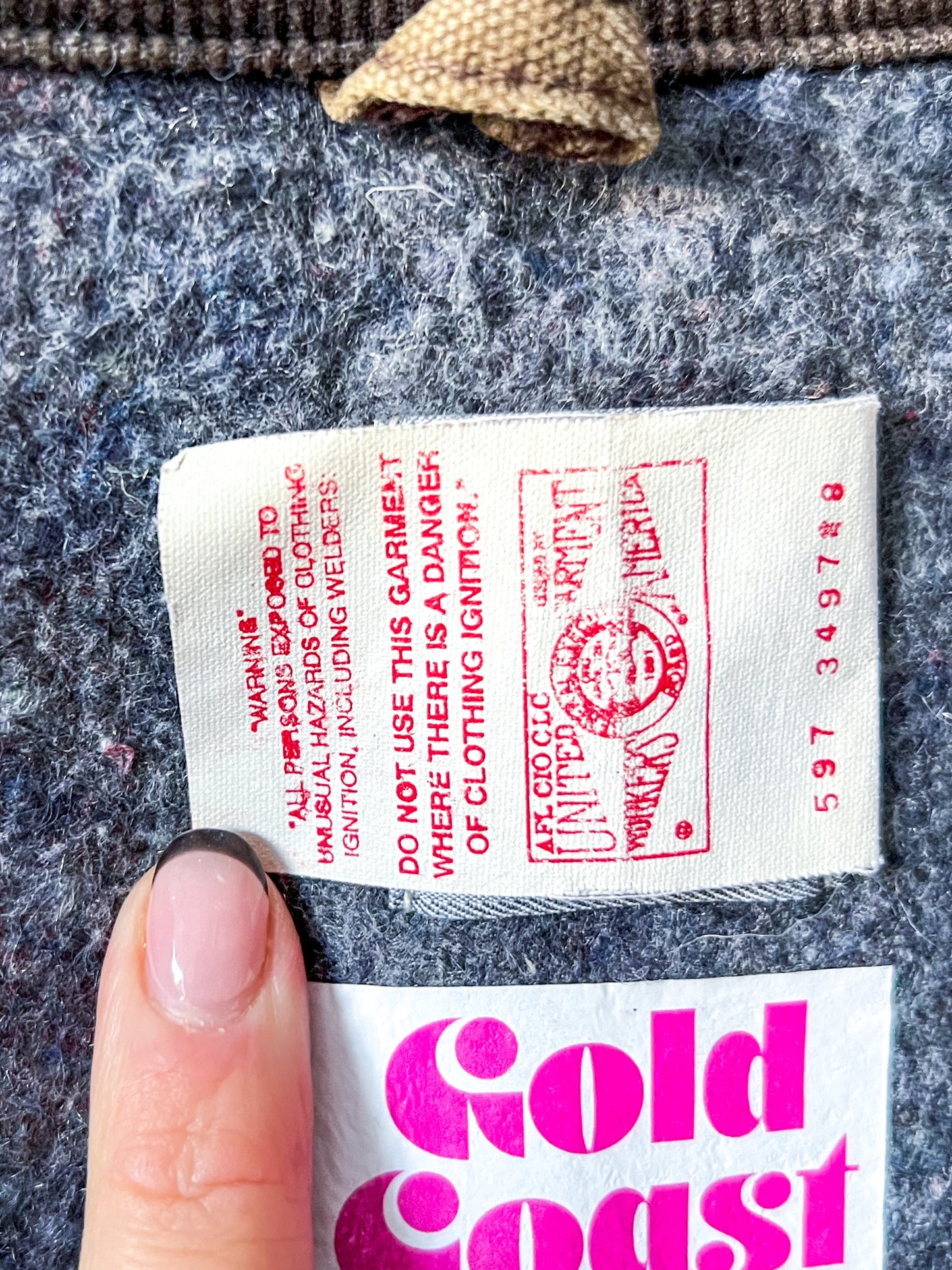 JASPER - Vintage 90s Carhartt Acid Washed Blanket Lined Chore Coat - Chocolate Brown, Gray - Unisex Medium