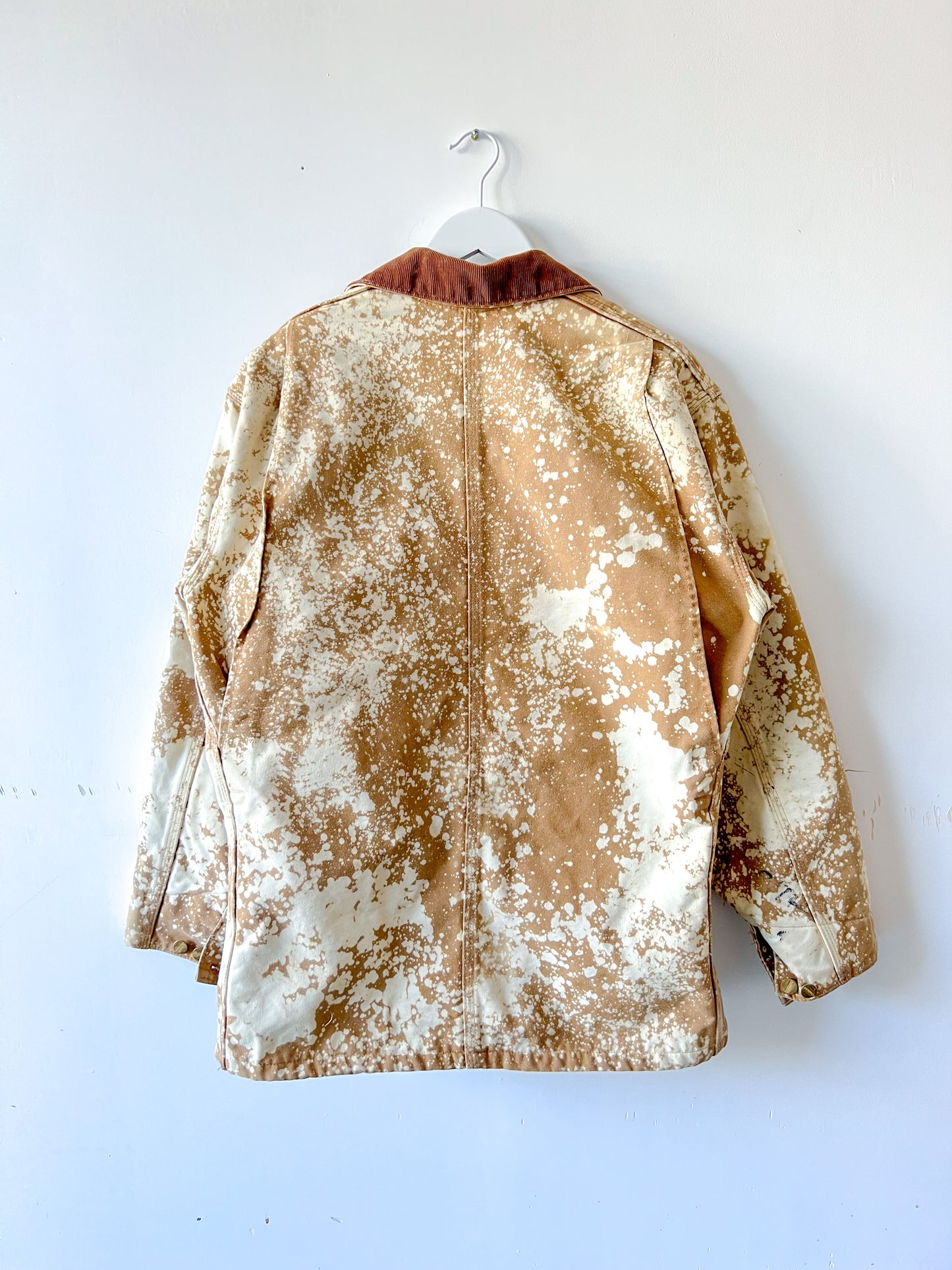 LANSING #1 - Vintage 80s Carhartt Acid Washed Blanket Lined Chore Coat - Tan, Beige - Unisex Medium