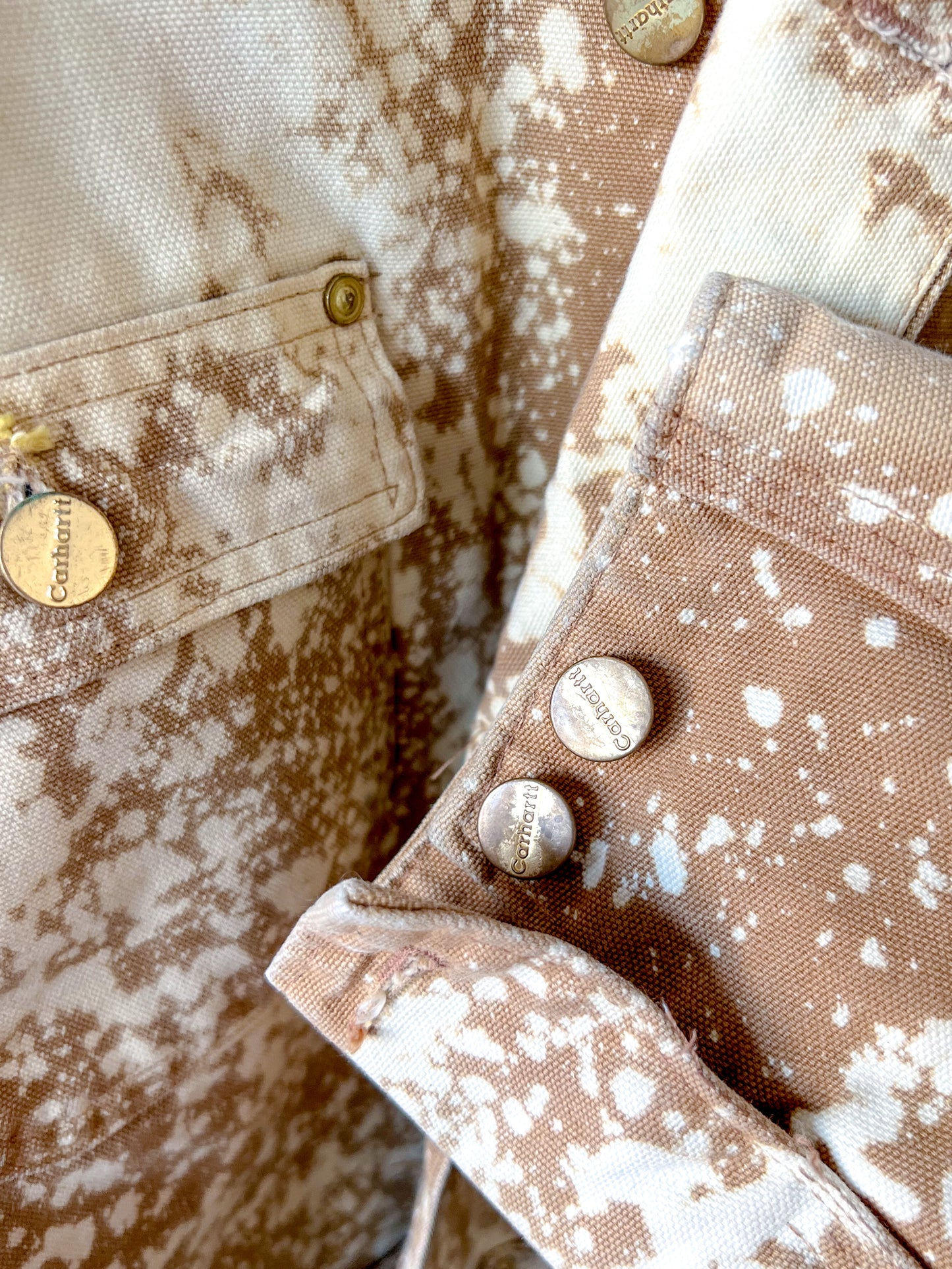 LANSING #1 - Vintage 80s Carhartt Acid Washed Blanket Lined Chore Coat - Tan, Beige - Unisex Medium