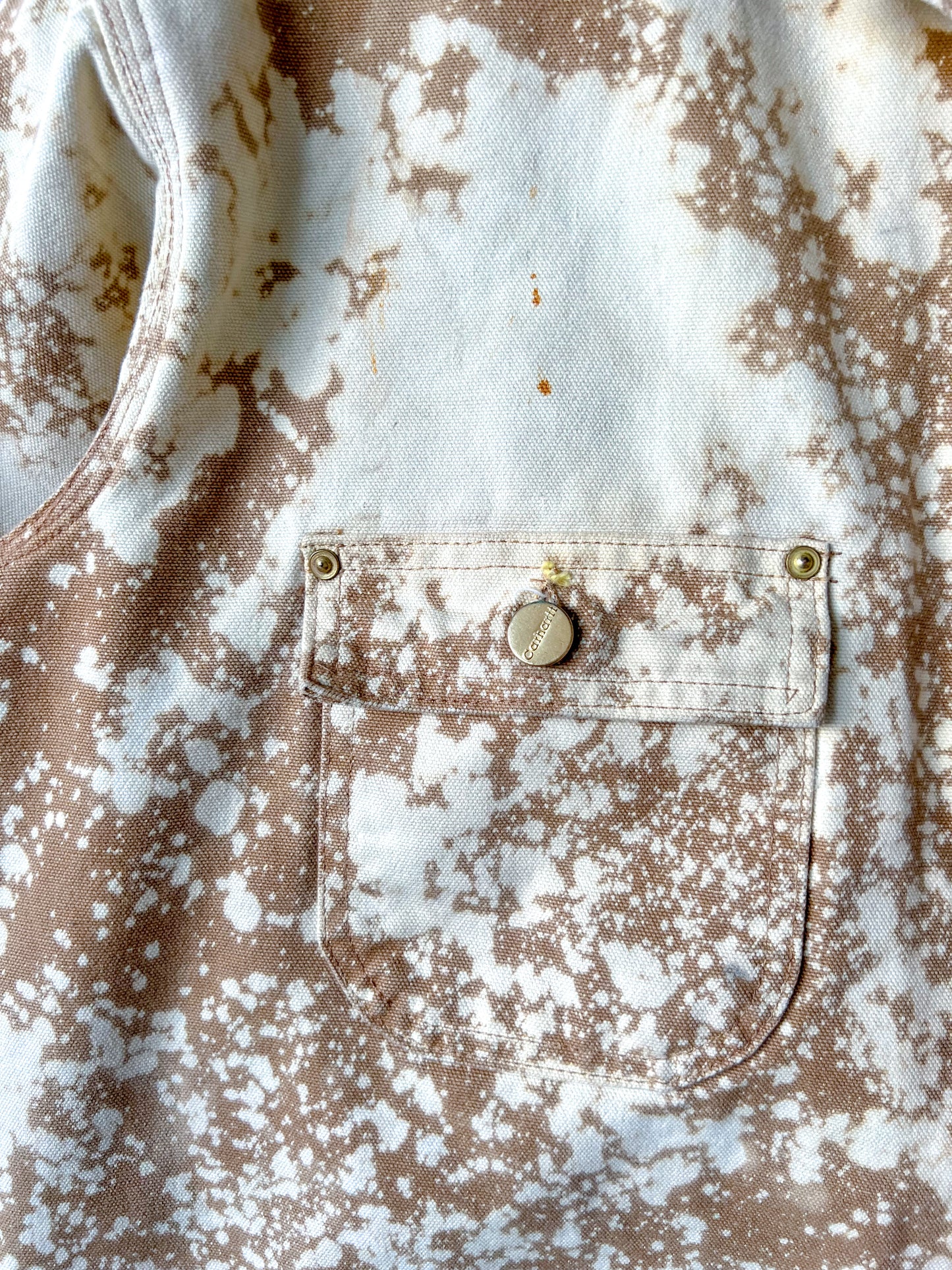 LANSING #1 - Vintage 80s Carhartt Acid Washed Blanket Lined Chore Coat - Tan, Beige - Unisex Medium