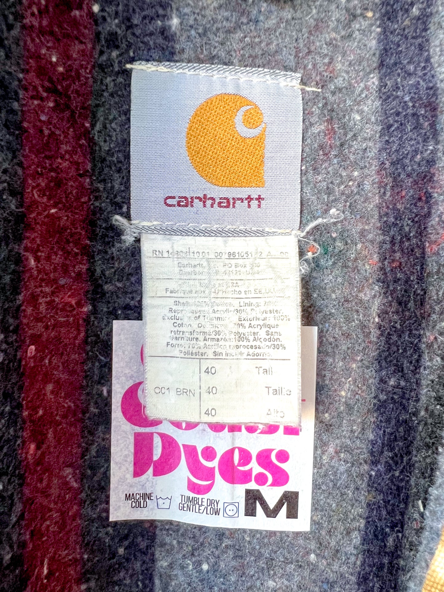 LANSING #2 - Vintage 90s Carhartt Acid Washed Blanket Lined Chore Coat - Tan, Beige - Unisex Small/Medium