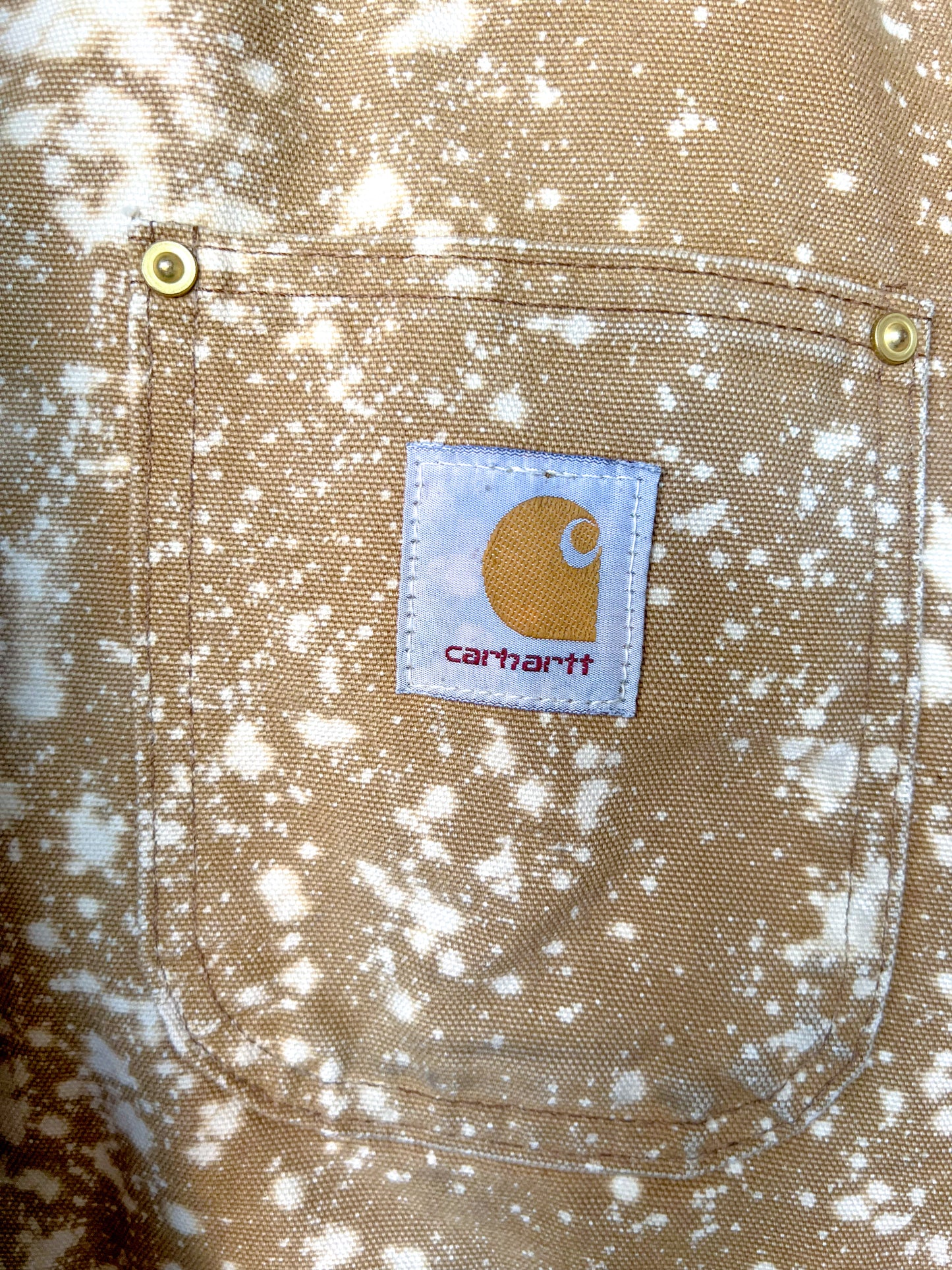 LANSING #2 - Vintage 90s Carhartt Acid Washed Blanket Lined Chore Coat - Tan, Beige - Unisex Small/Medium