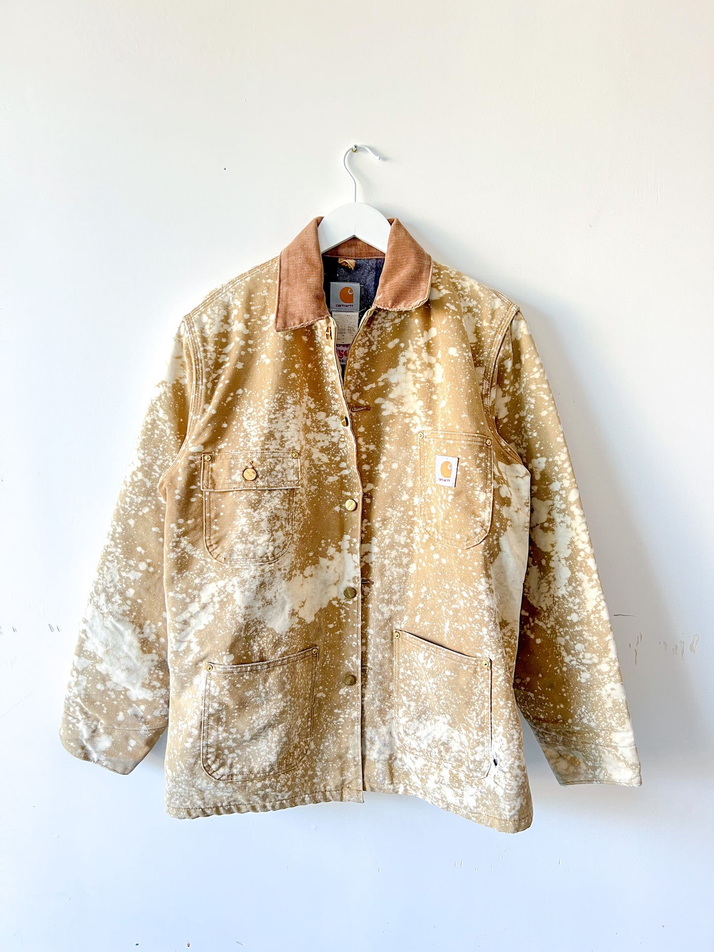 LANSING #2 - Vintage 90s Carhartt Acid Washed Blanket Lined Chore Coat - Tan, Beige - Unisex Small/Medium