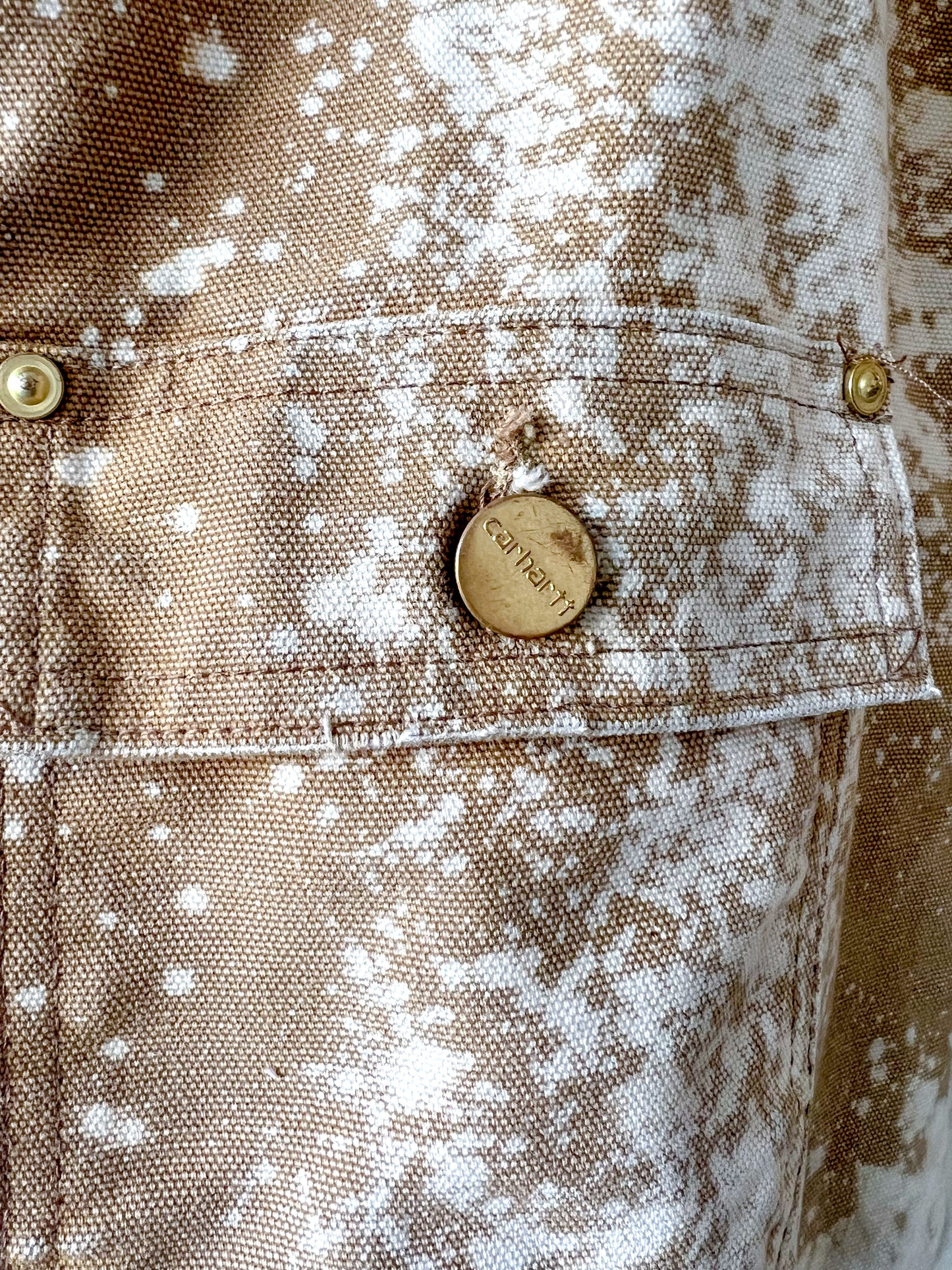 LANSING #2 - Vintage 90s Carhartt Acid Washed Blanket Lined Chore Coat - Tan, Beige - Unisex Small/Medium